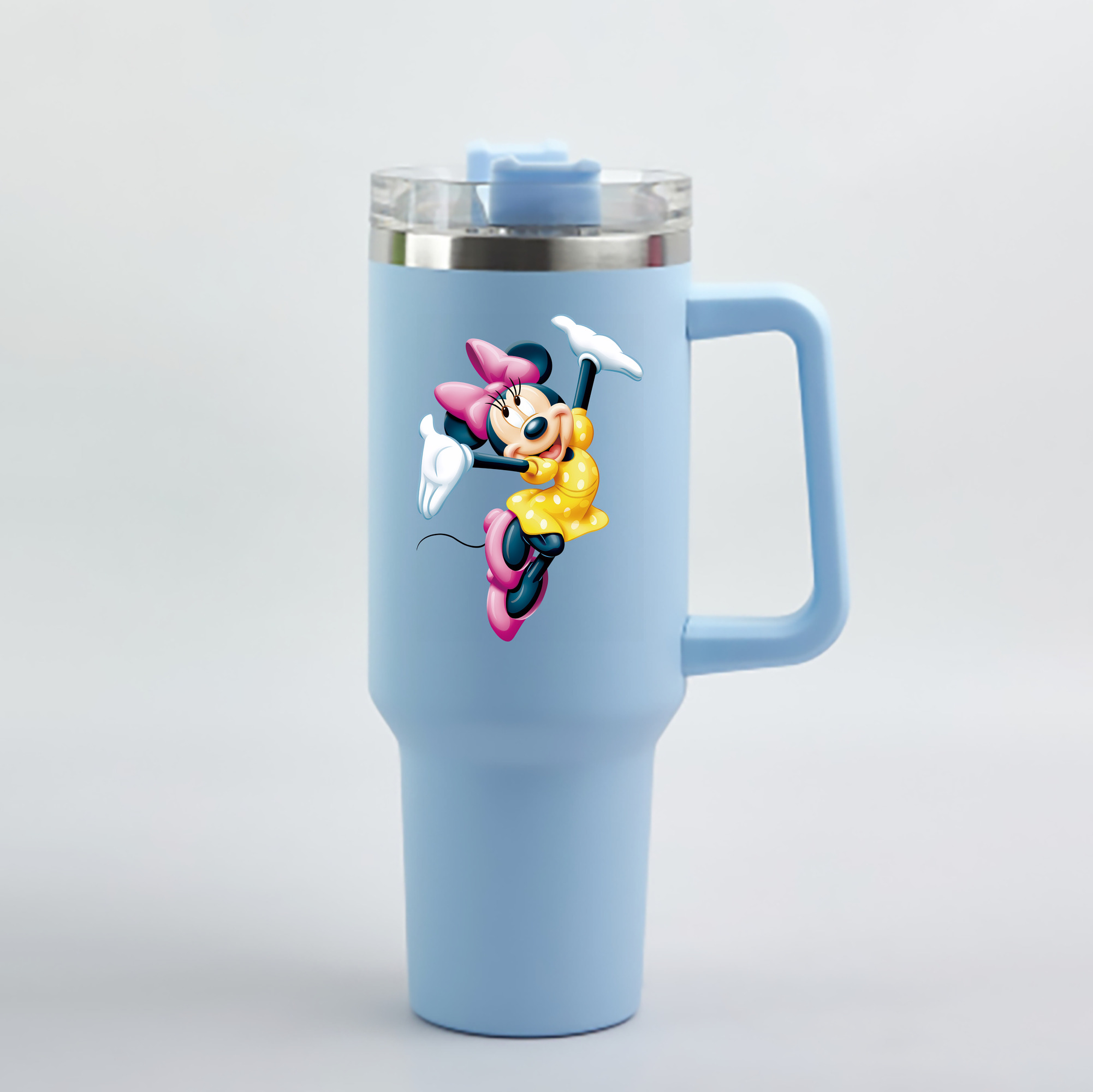 （画像用） ミッキーマウス Mickey Mouse 1200mL車用タンブラー - クリスタルステッカー（プラスチックストロー付き）