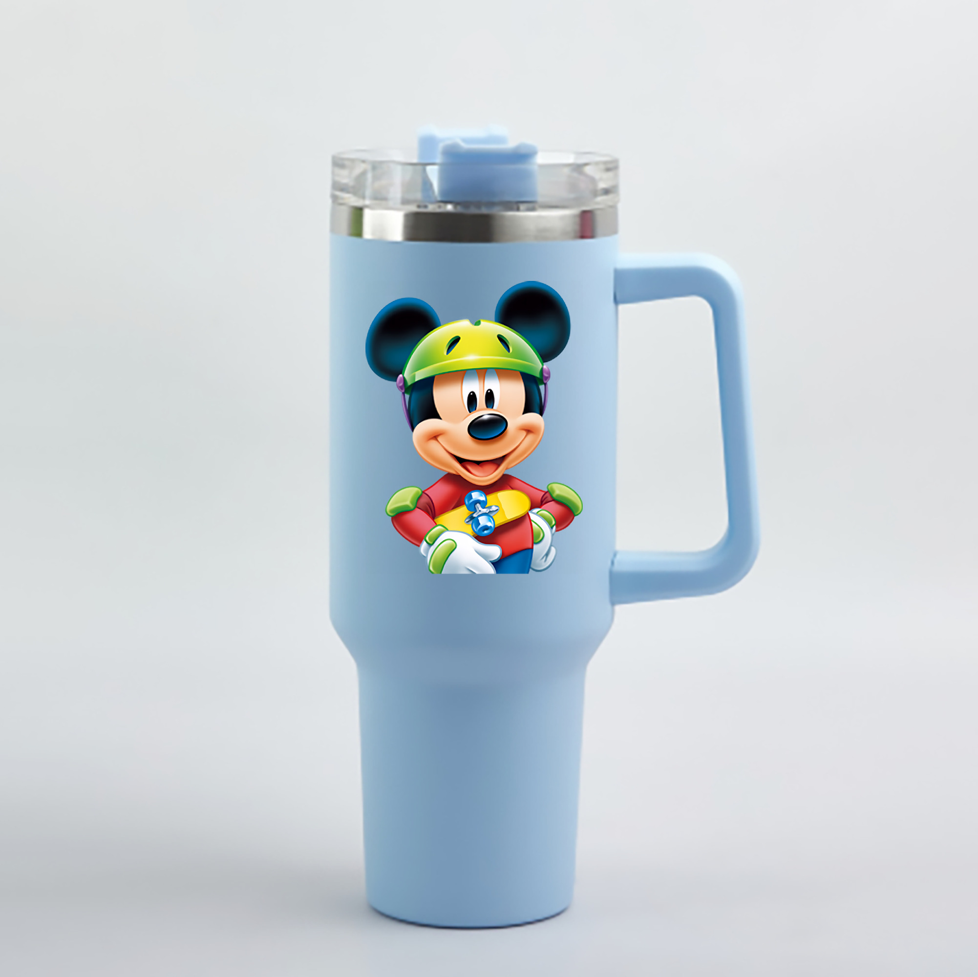 （画像用） ミッキーマウス Mickey Mouse 1200mL車用タンブラー - クリスタルステッカー（プラスチックストロー付き）