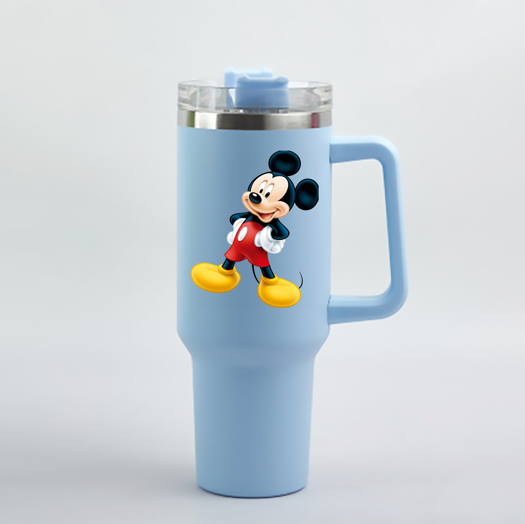 （画像用） ミッキーマウス Mickey Mouse 1200mL車用タンブラー - クリスタルステッカー（プラスチックストロー付き）