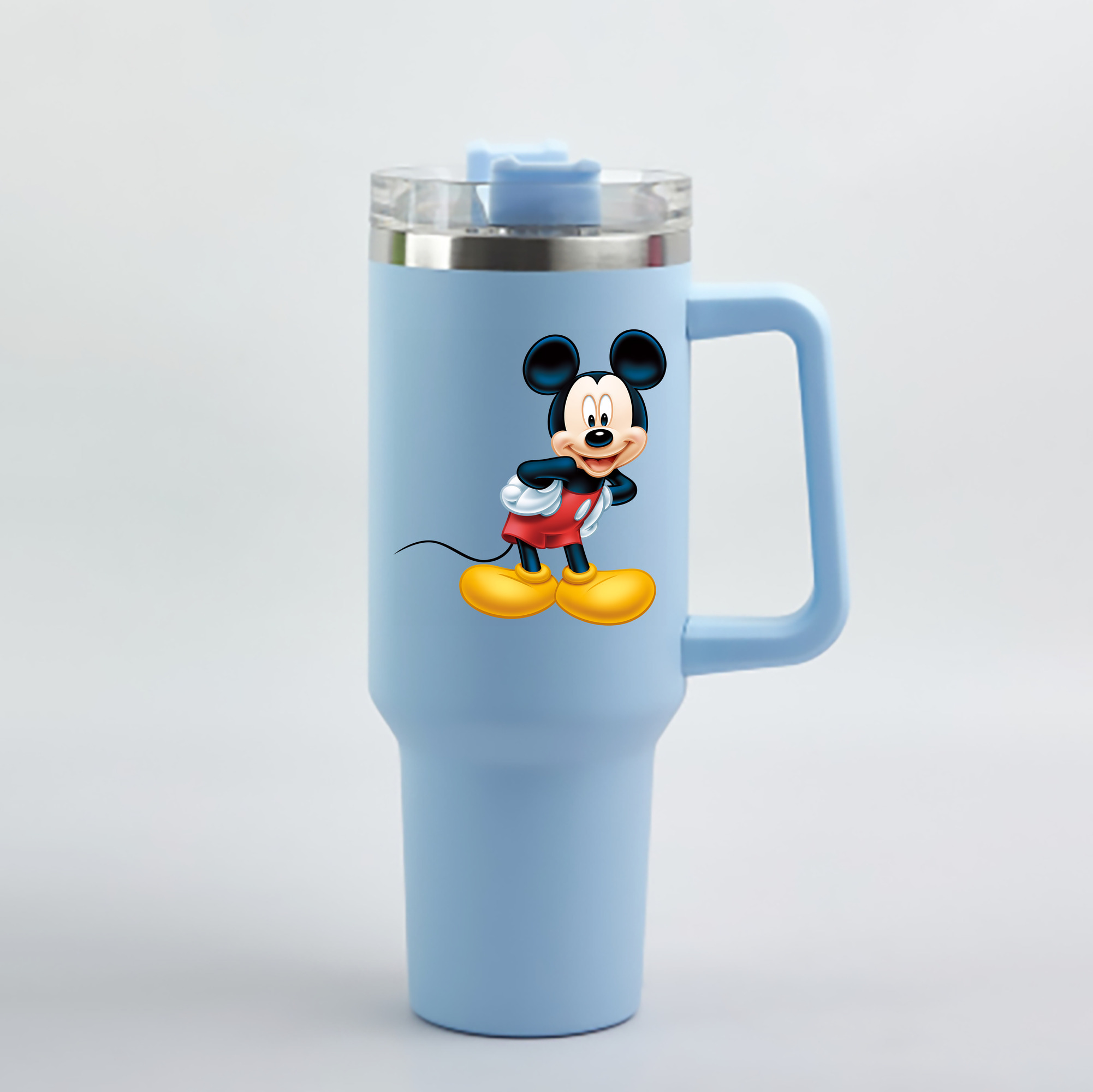 （画像用） ミッキーマウス Mickey Mouse 1200mL車用タンブラー - クリスタルステッカー（プラスチックストロー付き）