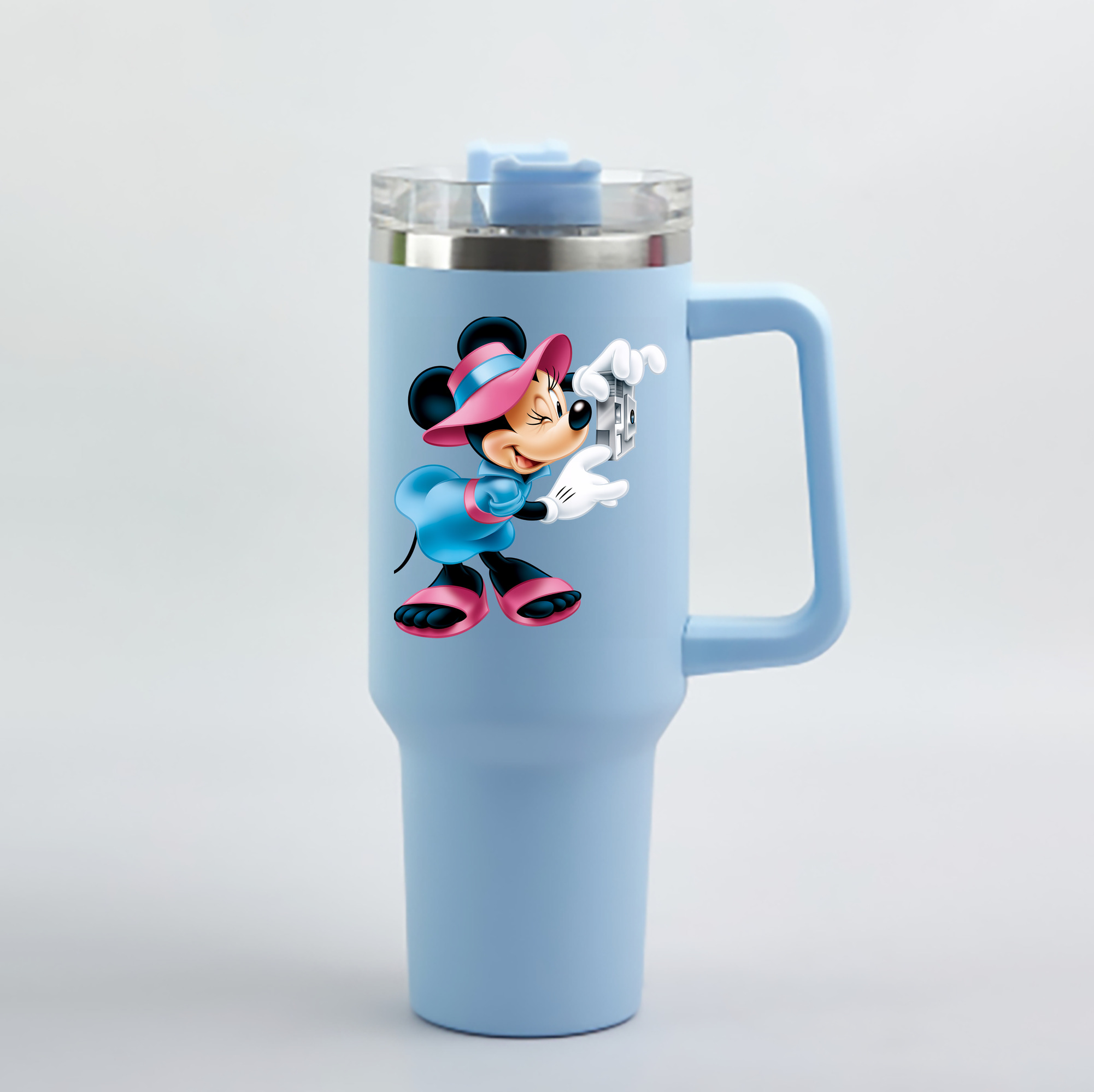 （画像用） ミッキーマウス Mickey Mouse 1200mL車用タンブラー - クリスタルステッカー（プラスチックストロー付き）