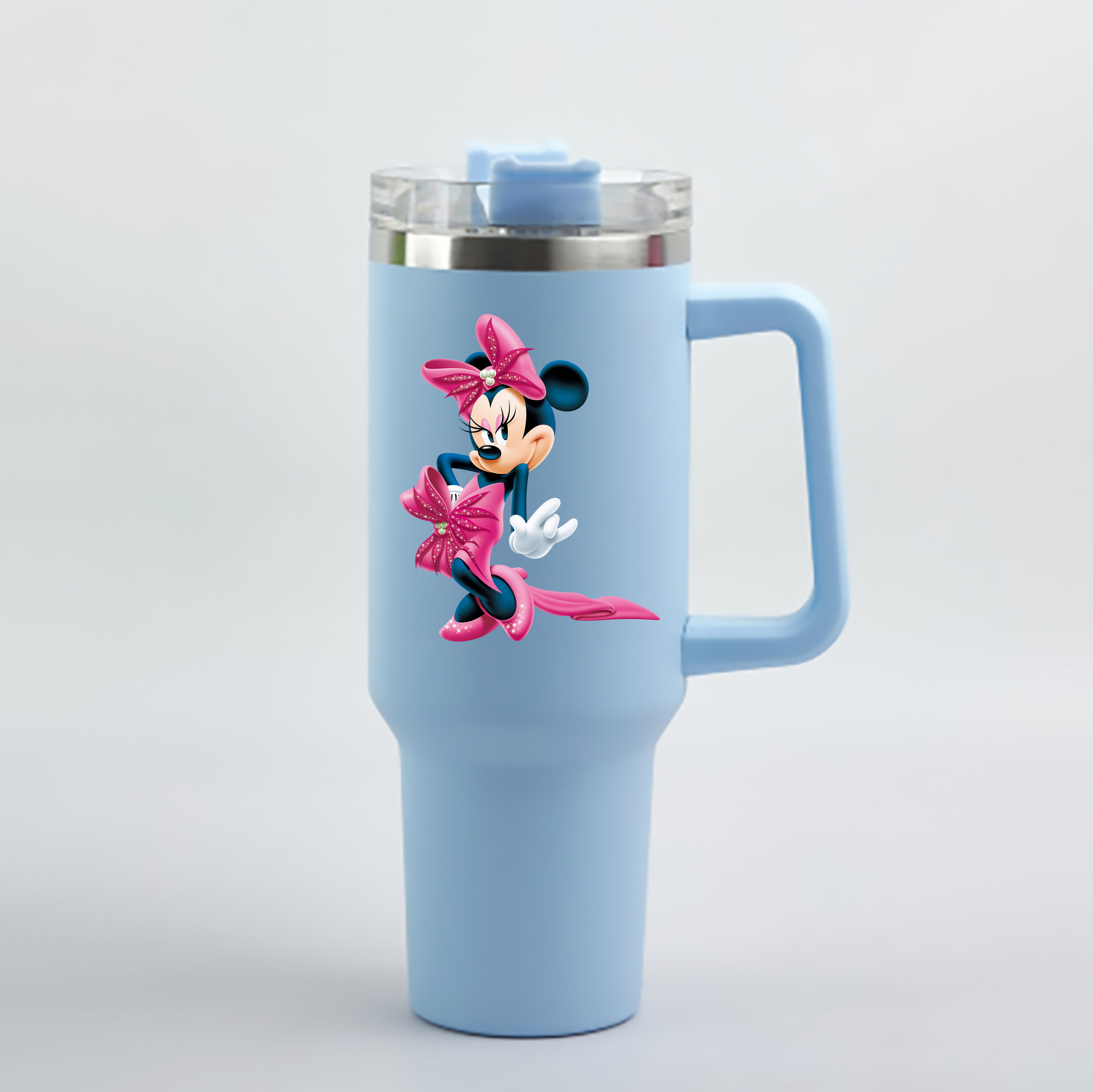 （画像用） ミッキーマウス Mickey Mouse 1200mL車用タンブラー - クリスタルステッカー（プラスチックストロー付き）