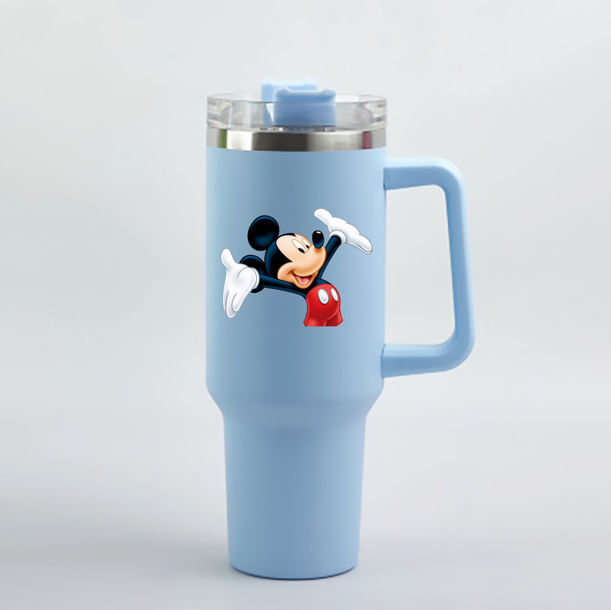 （画像用） ミッキーマウス Mickey Mouse 1200mL車用タンブラー - クリスタルステッカー（プラスチックストロー付き）