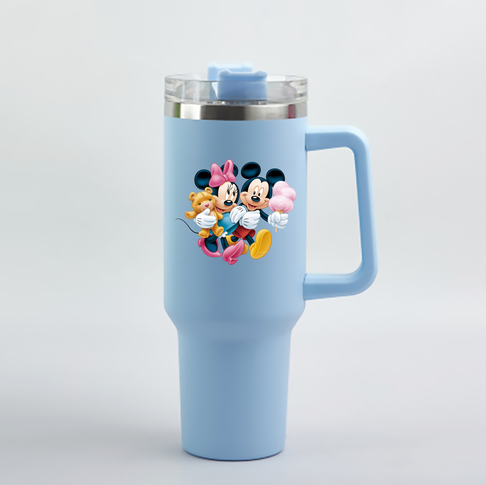 （画像用） ミッキーマウス Mickey Mouse 1200mL車用タンブラー - クリスタルステッカー（プラスチックストロー付き）