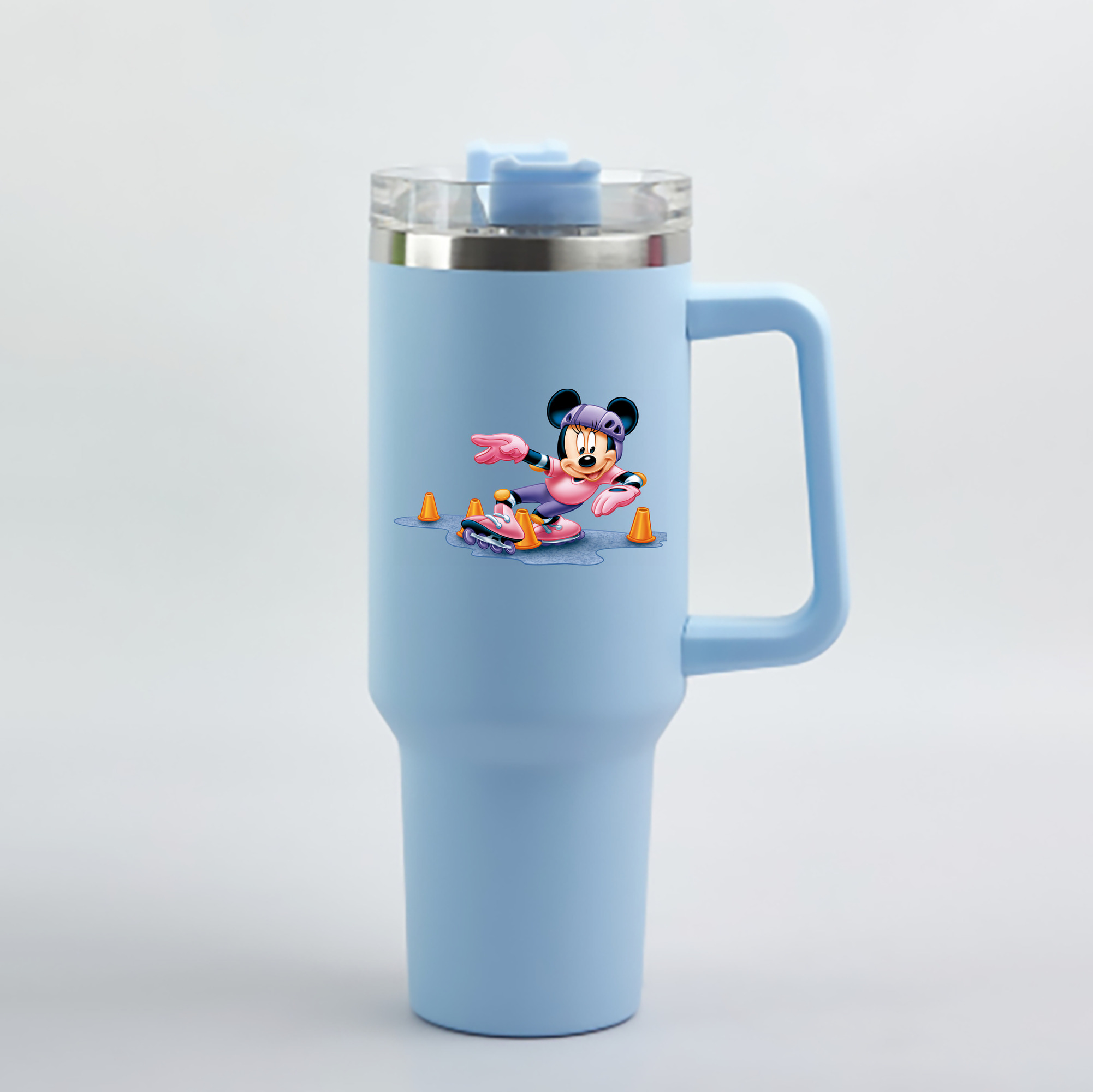 （画像用） ミッキーマウス Mickey Mouse 1200mL車用タンブラー - クリスタルステッカー（プラスチックストロー付き）
