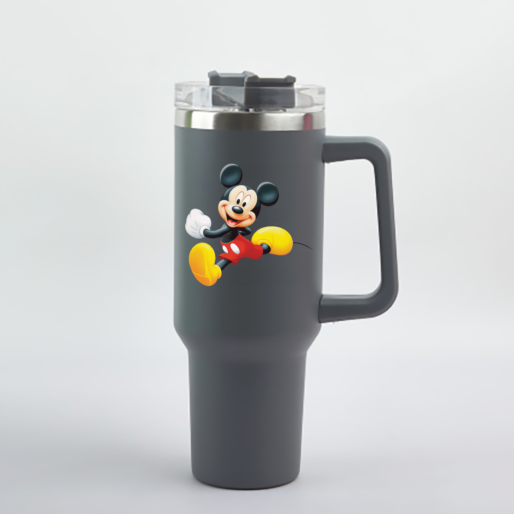 （画像用） ミッキーマウス Mickey Mouse 1200mL車用タンブラー - クリスタルステッカー（プラスチックストロー付き）