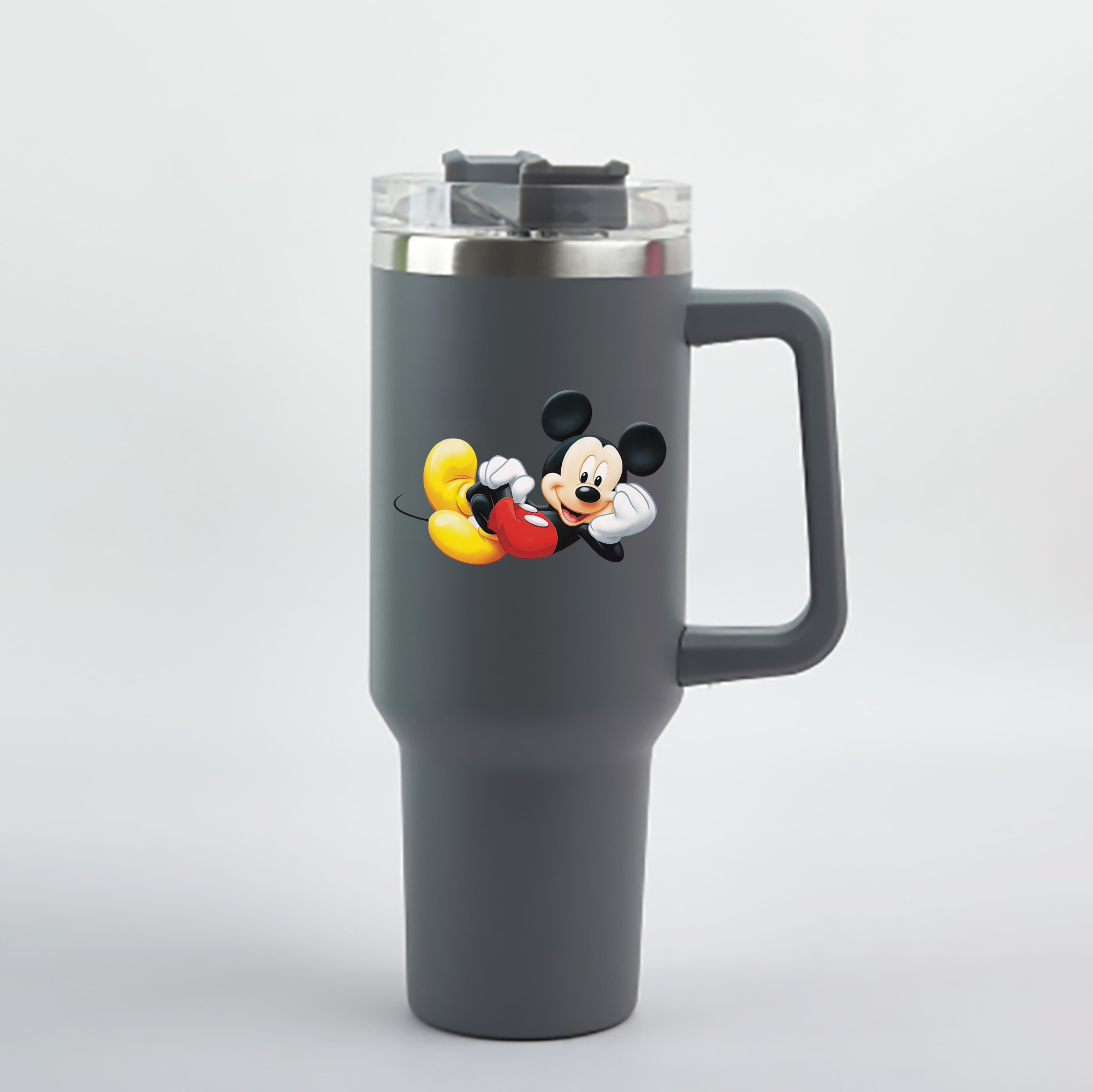 （画像用） ミッキーマウス Mickey Mouse 1200mL車用タンブラー - クリスタルステッカー（プラスチックストロー付き）
