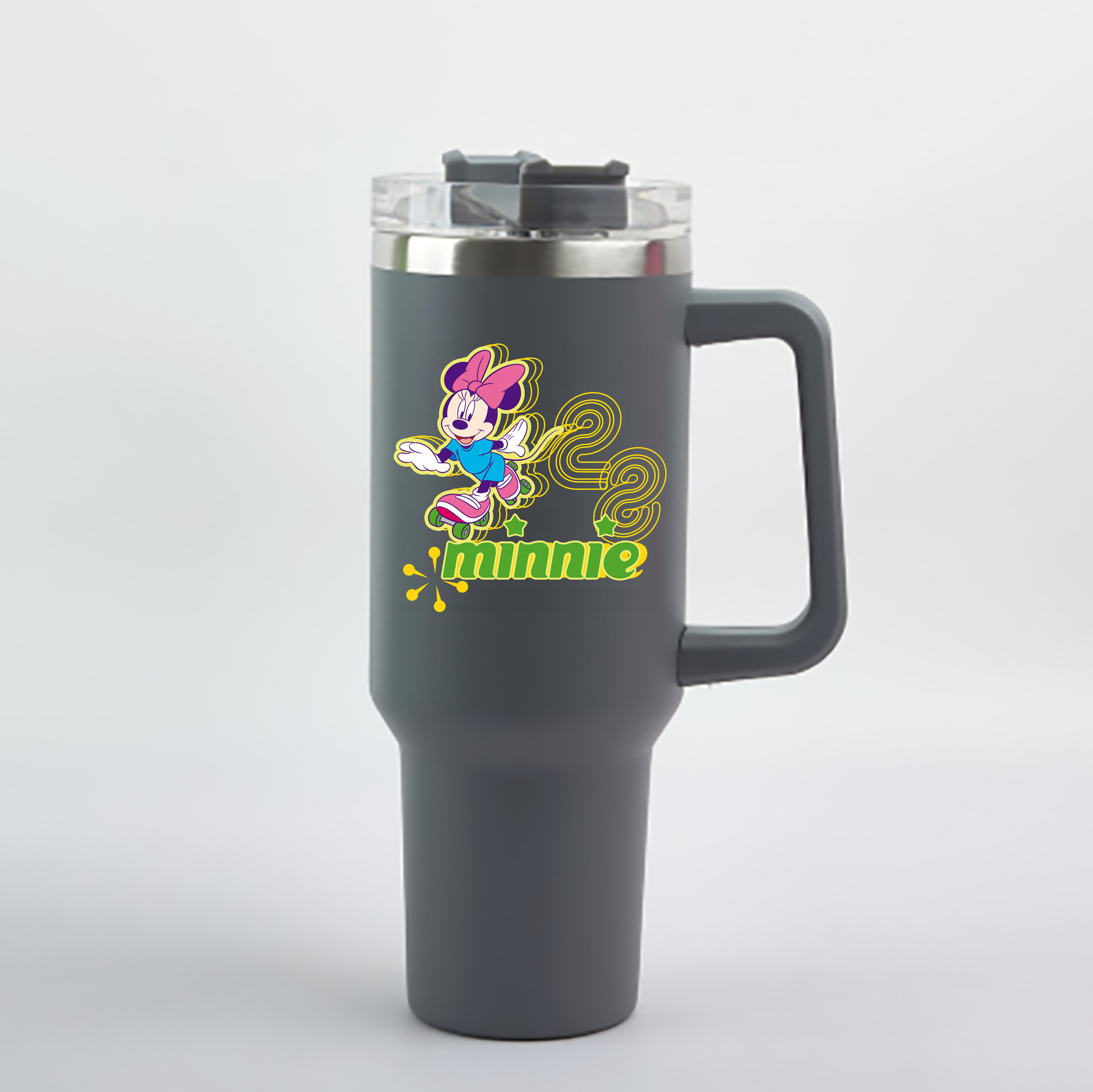 ミッキーマウス Mickey Mouse 1200mL車用タンブラー - クリスタルステッカー（プラスチックストロー付き）