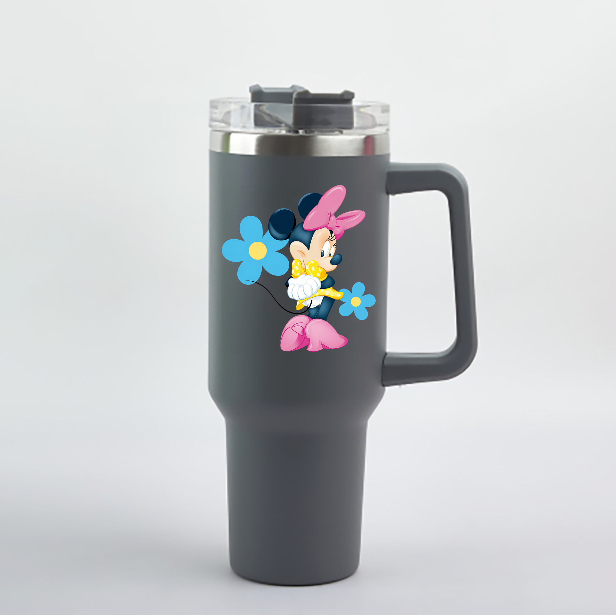 （画像用） ミッキーマウス Mickey Mouse 1200mL車用タンブラー - クリスタルステッカー（プラスチックストロー付き）