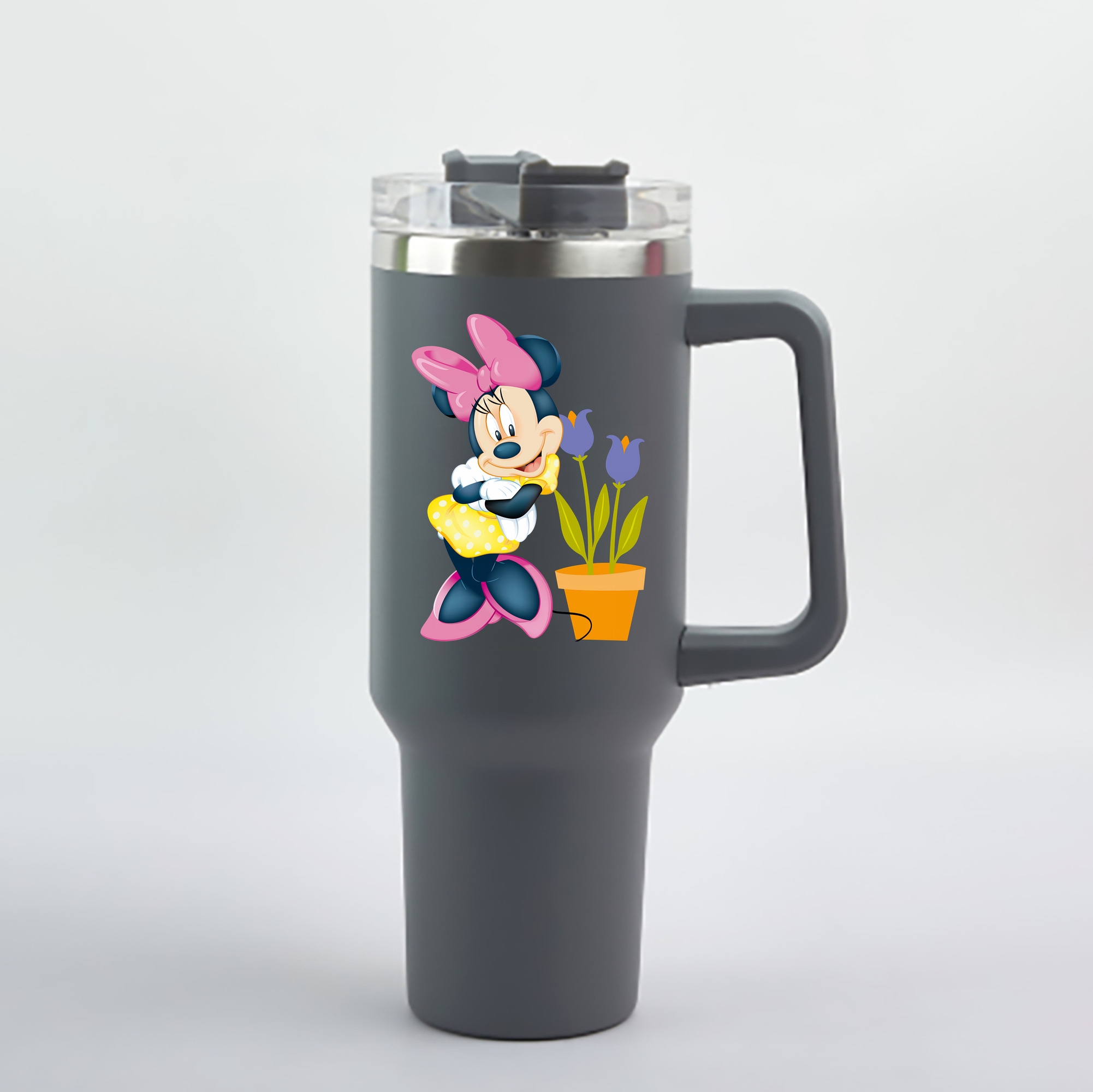 （画像用） ミッキーマウス Mickey Mouse 1200mL車用タンブラー - クリスタルステッカー（プラスチックストロー付き）