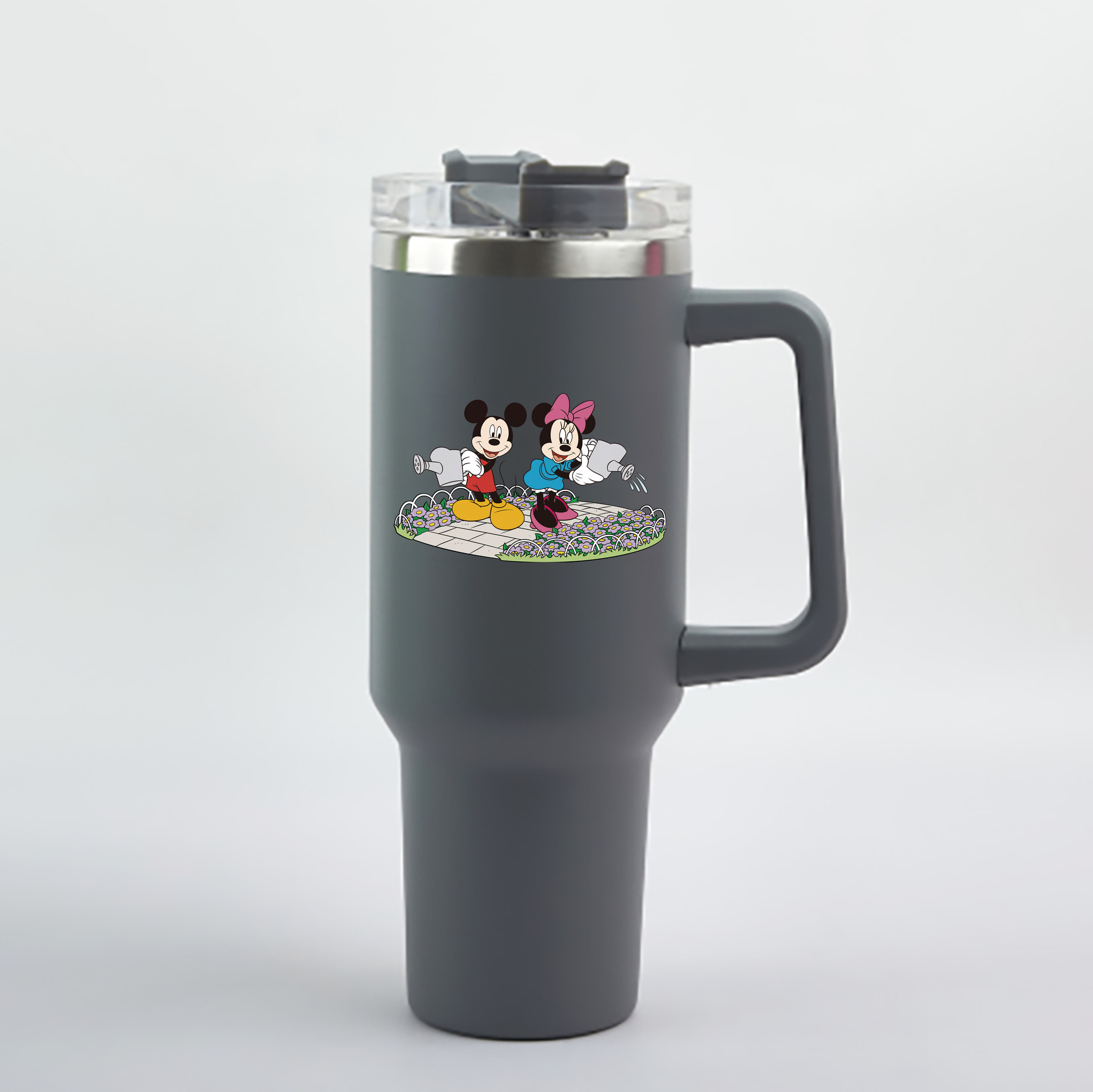 （画像用） ミッキーマウス Mickey Mouse 1200mL車用タンブラー - クリスタルステッカー（プラスチックストロー付き）