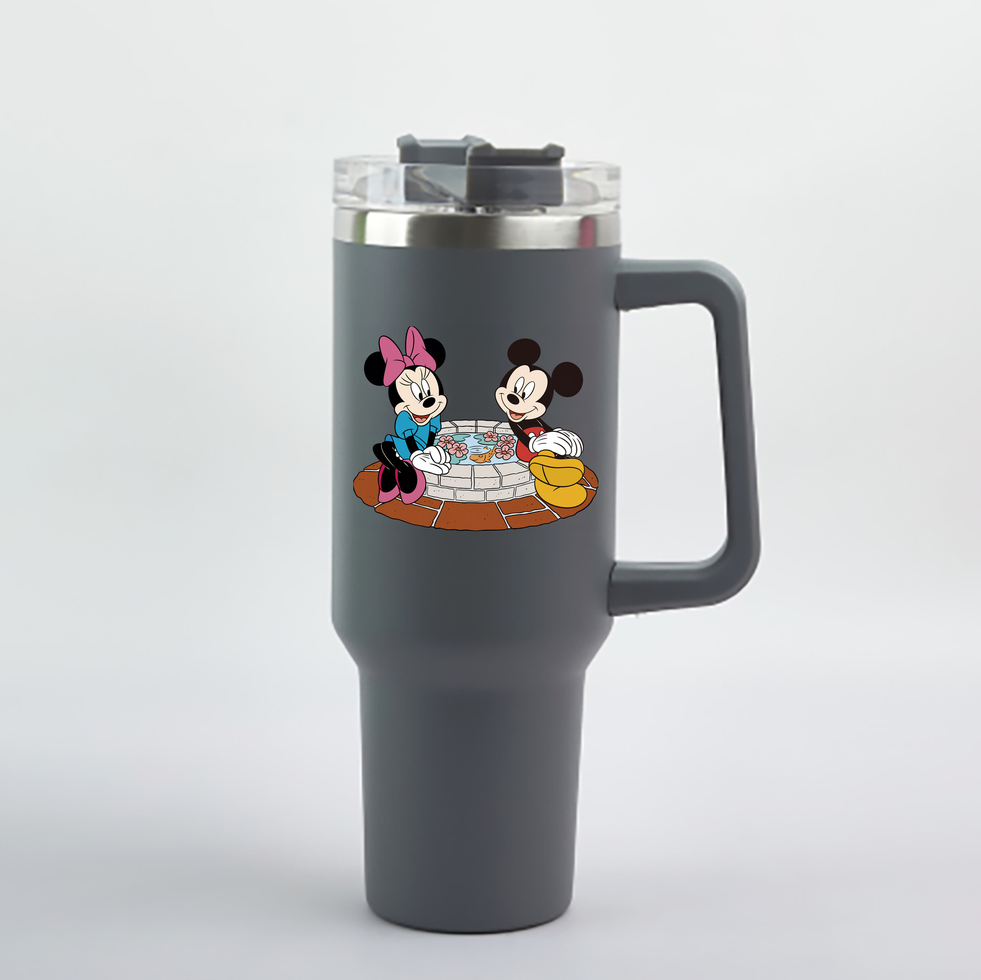 （画像用） ミッキーマウス Mickey Mouse 1200mL車用タンブラー - クリスタルステッカー（プラスチックストロー付き）