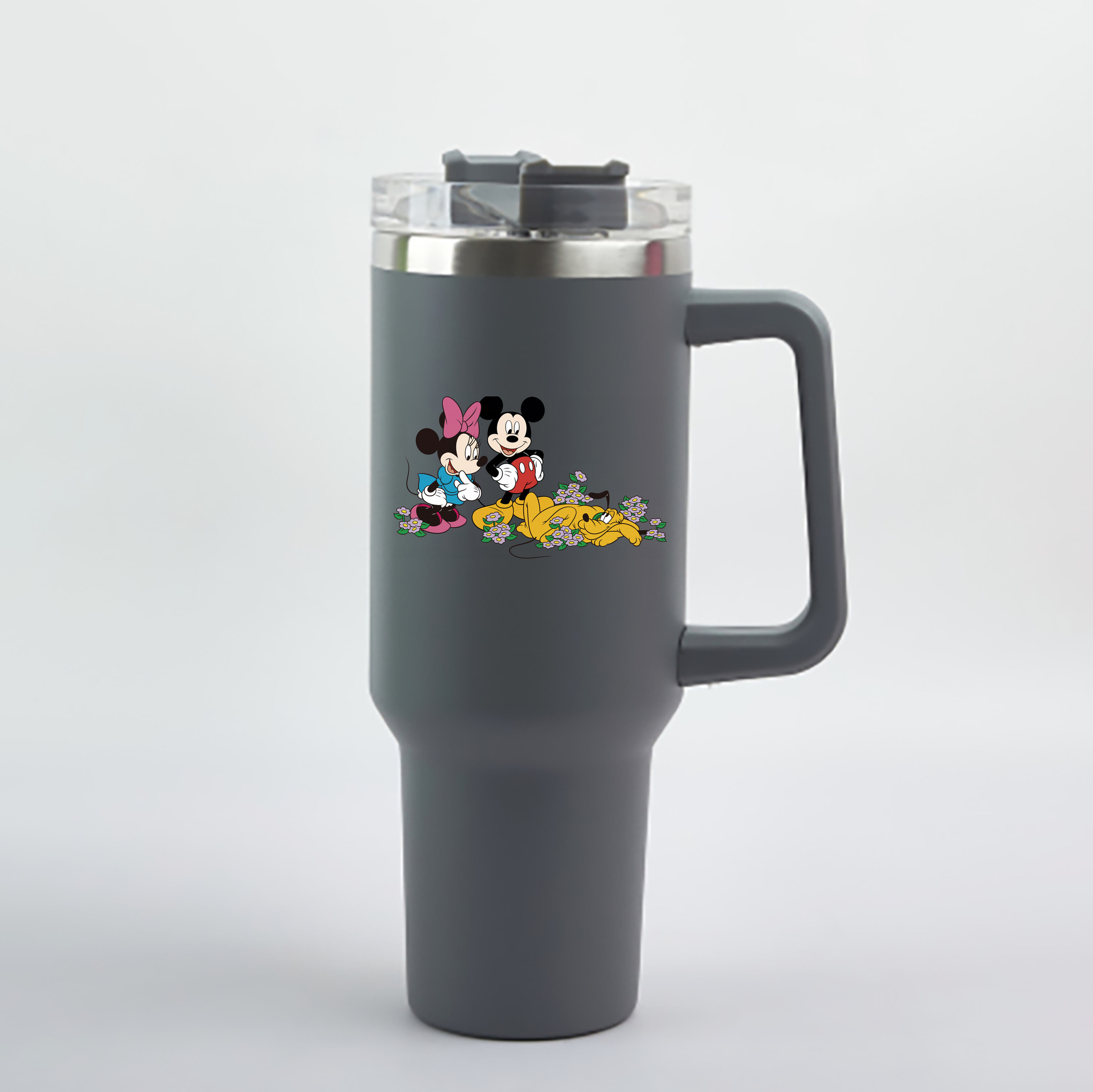 （画像用） ミッキーマウス Mickey Mouse 1200mL車用タンブラー - クリスタルステッカー（プラスチックストロー付き）