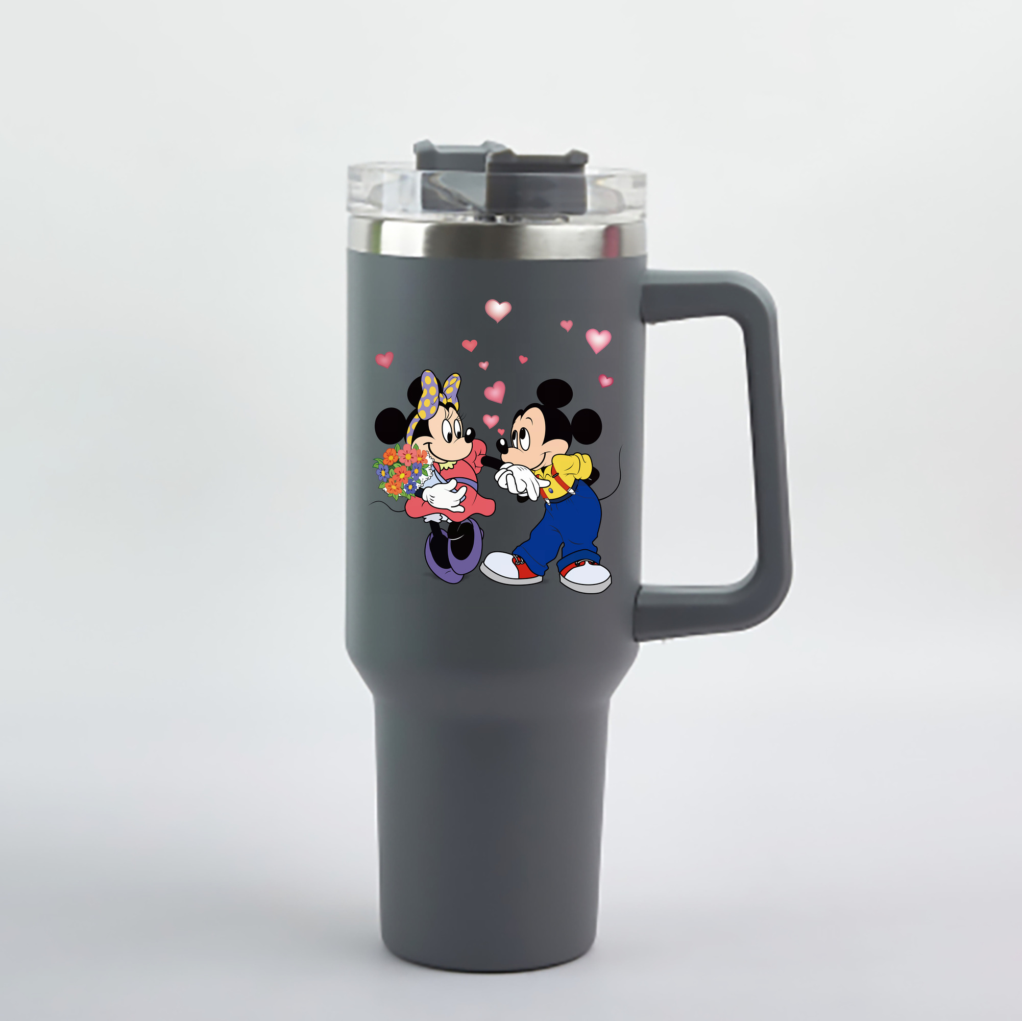 （画像用） ミッキーマウス Mickey Mouse 1200mL車用タンブラー - クリスタルステッカー（プラスチックストロー付き）