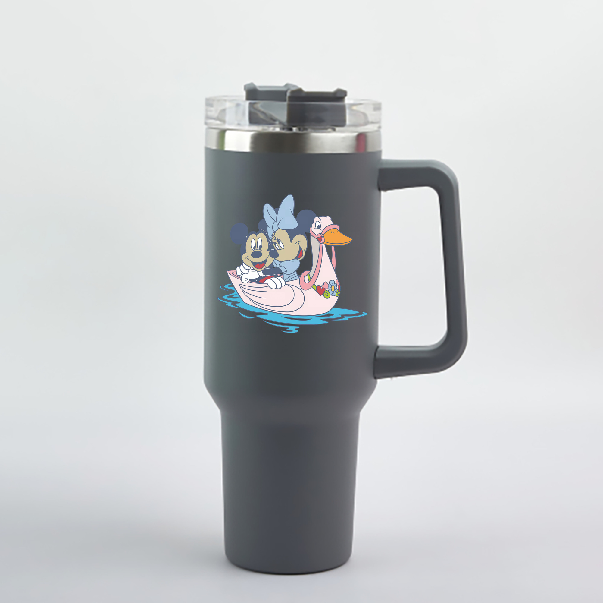 （画像用） ミッキーマウス Mickey Mouse 1200mL車用タンブラー - クリスタルステッカー（プラスチックストロー付き）