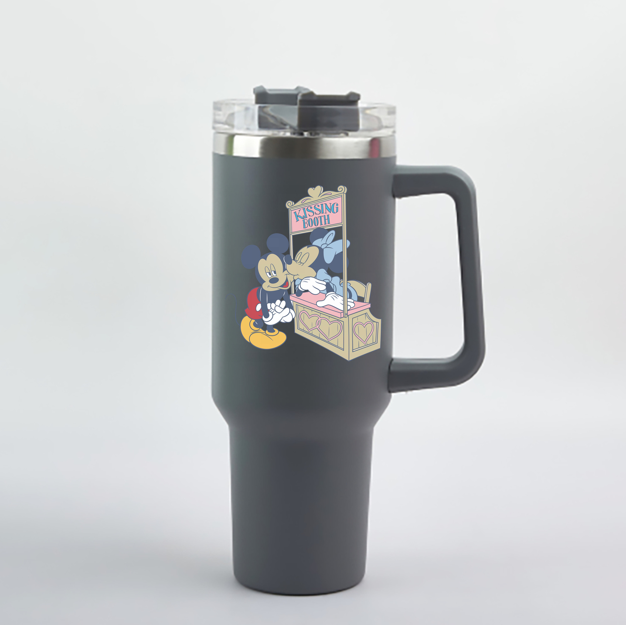 （画像用） ミッキーマウス Mickey Mouse 1200mL車用タンブラー - クリスタルステッカー（プラスチックストロー付き）