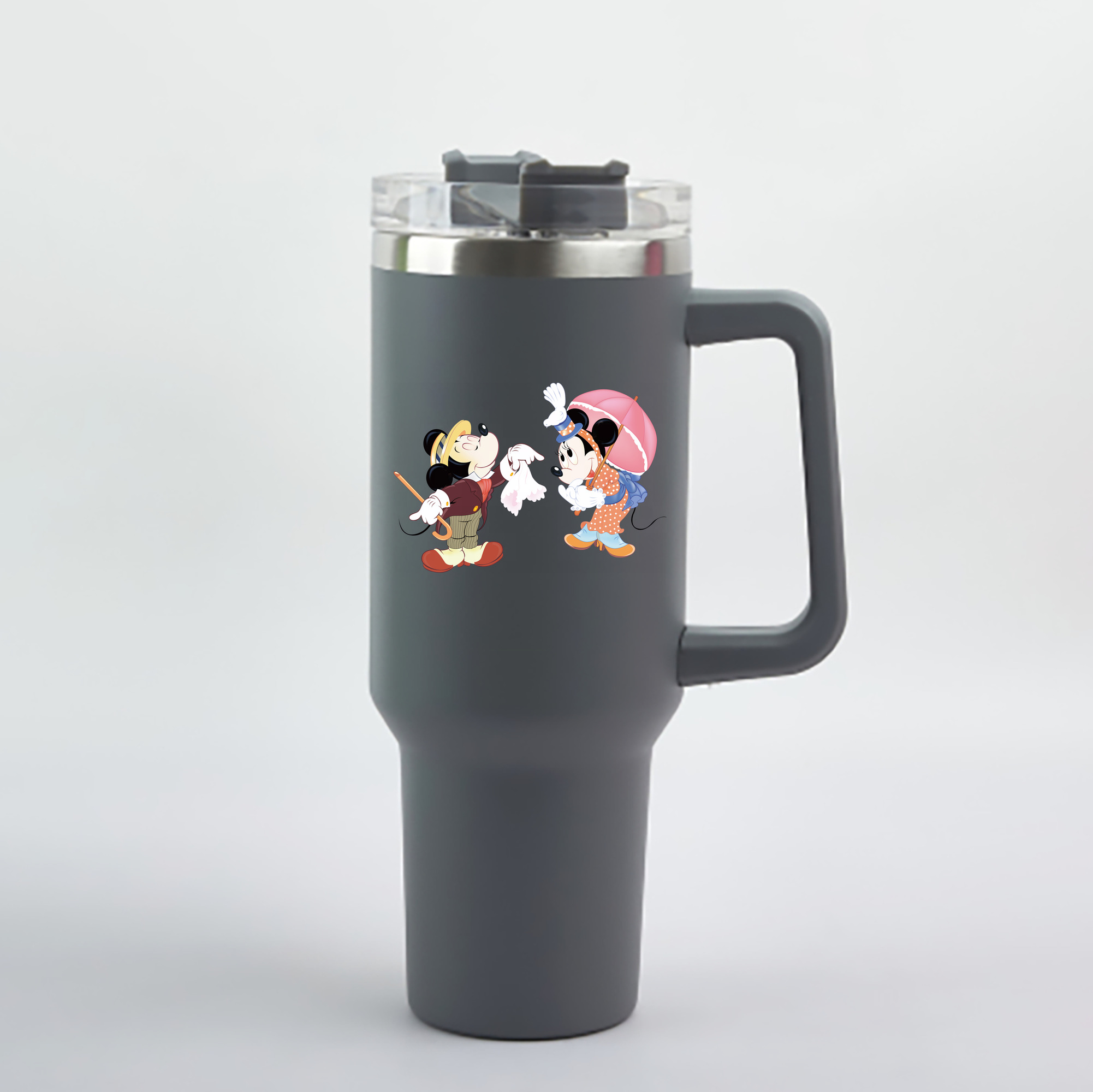 （画像用） ミッキーマウス Mickey Mouse 1200mL車用タンブラー - クリスタルステッカー（プラスチックストロー付き）