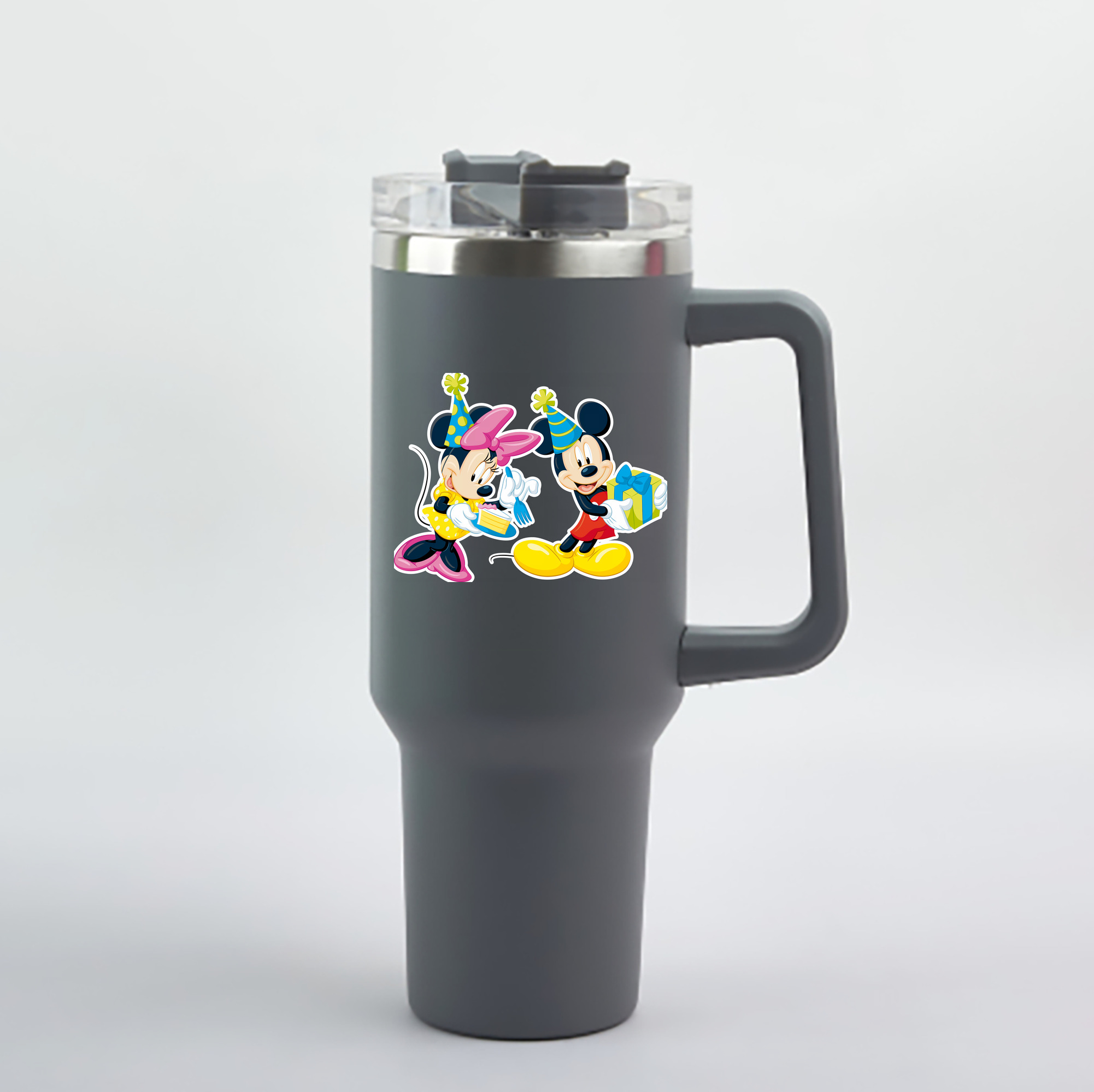 （画像用） ミッキーマウス Mickey Mouse 1200mL車用タンブラー - クリスタルステッカー（プラスチックストロー付き）