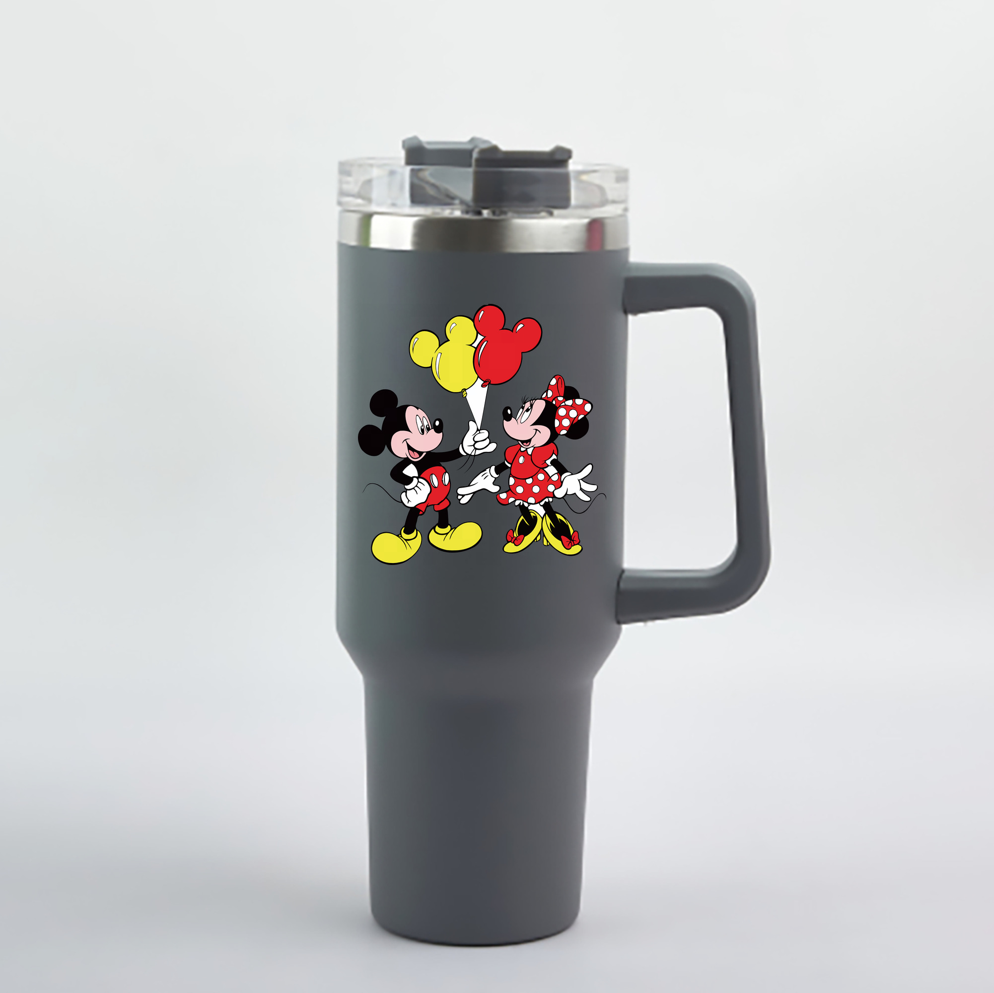 （画像用） ミッキーマウス Mickey Mouse 1200mL車用タンブラー - クリスタルステッカー（プラスチックストロー付き）