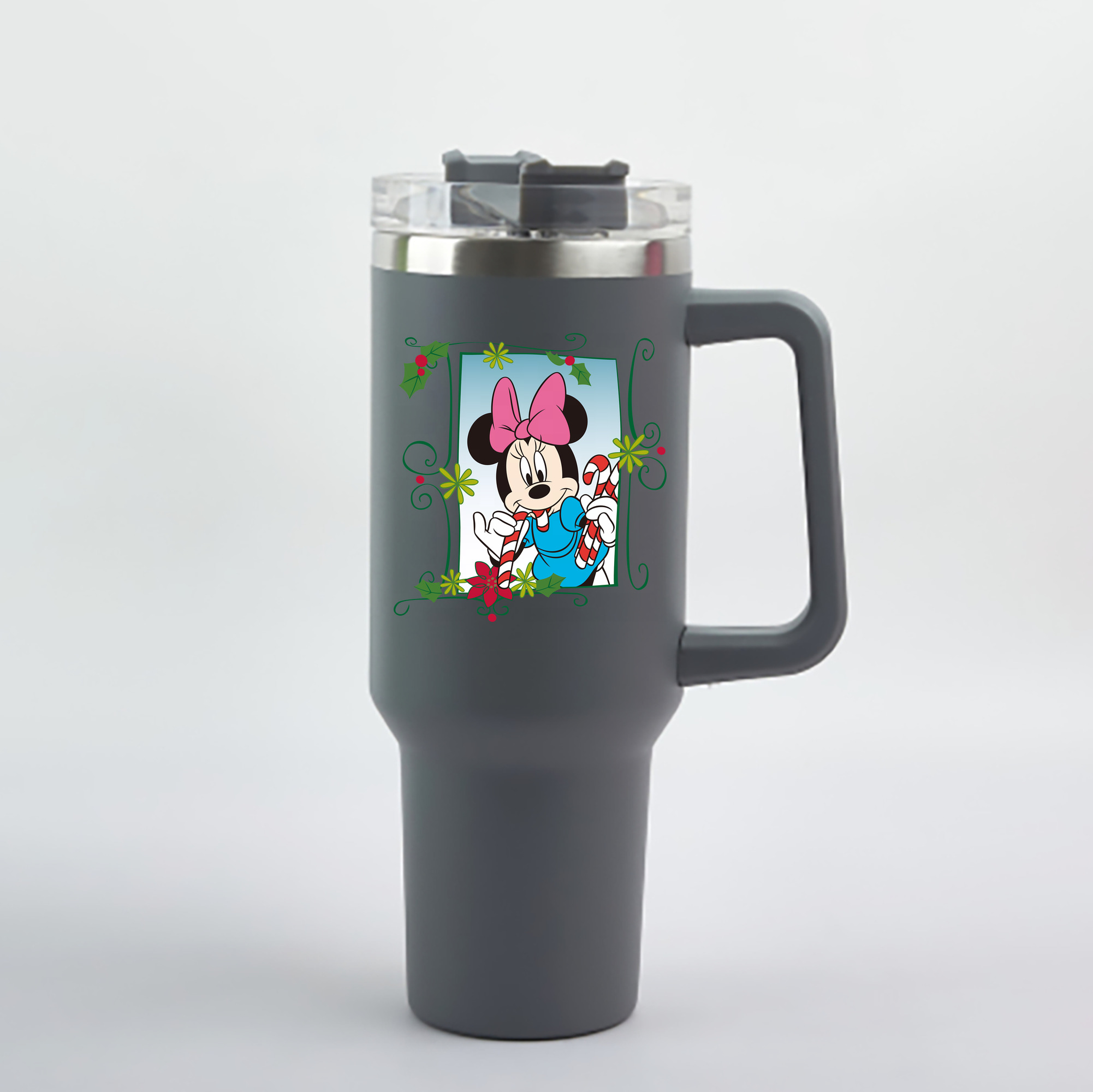 （画像用） ミッキーマウス Mickey Mouse 1200mL車用タンブラー - クリスタルステッカー（プラスチックストロー付き）