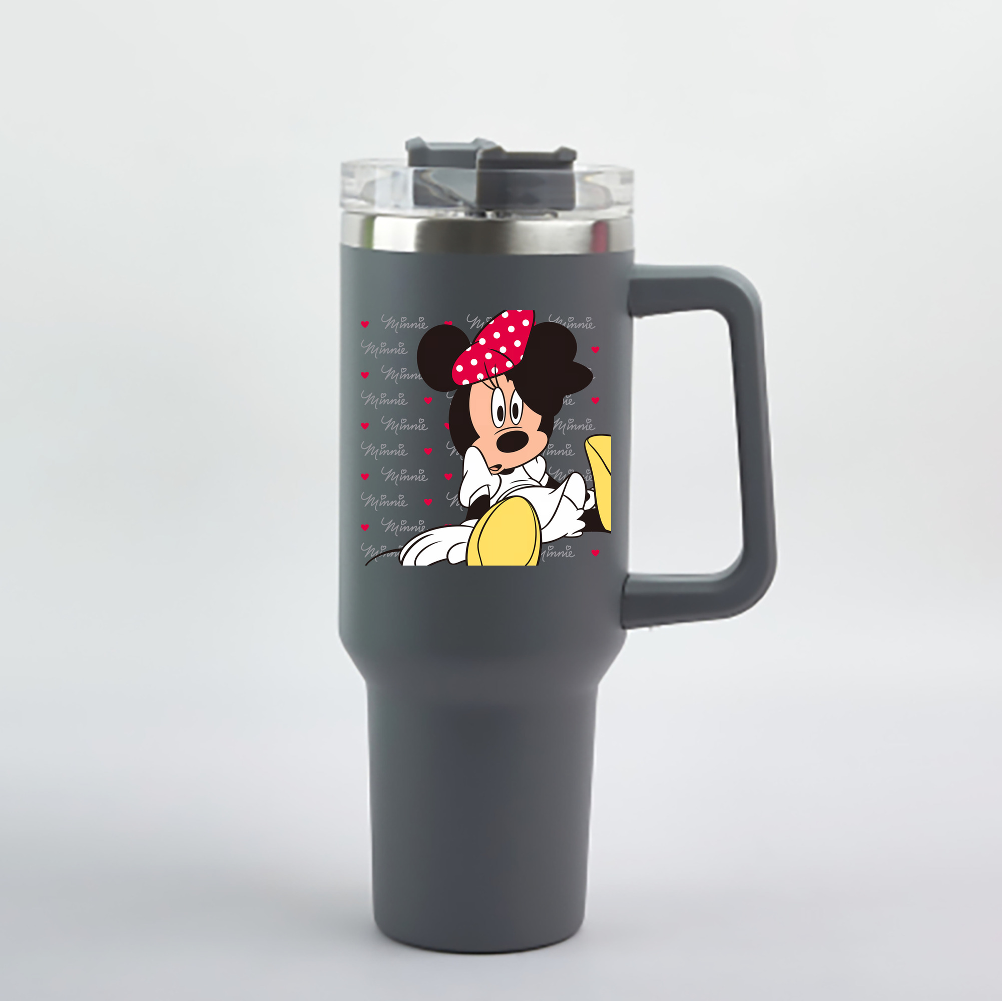 （画像用） ミッキーマウス Mickey Mouse 1200mL車用タンブラー - クリスタルステッカー（プラスチックストロー付き）