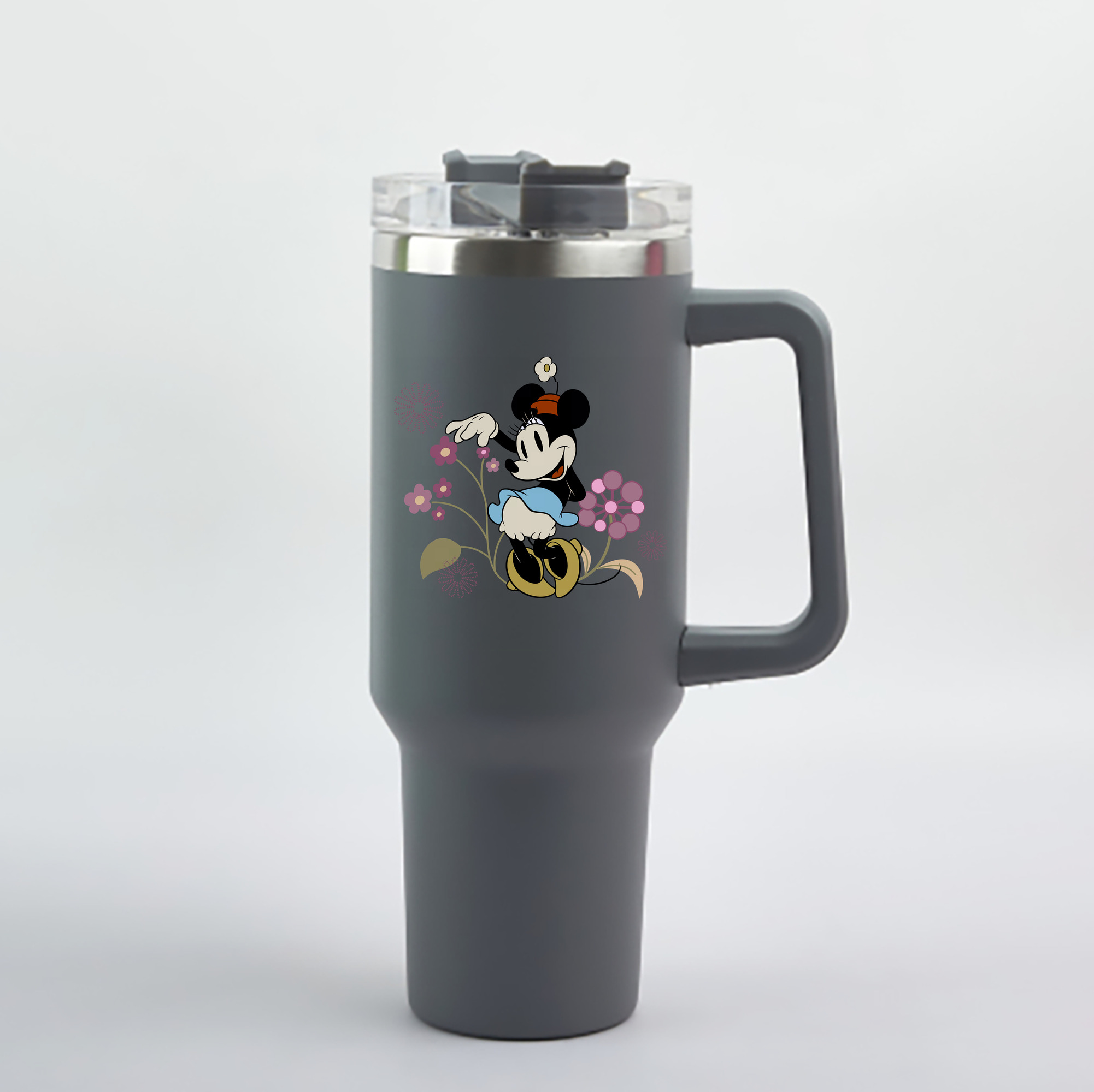 ミッキーマウス Mickey Mouse 1200mL車用タンブラー - クリスタルステッカー（プラスチックストロー付き）