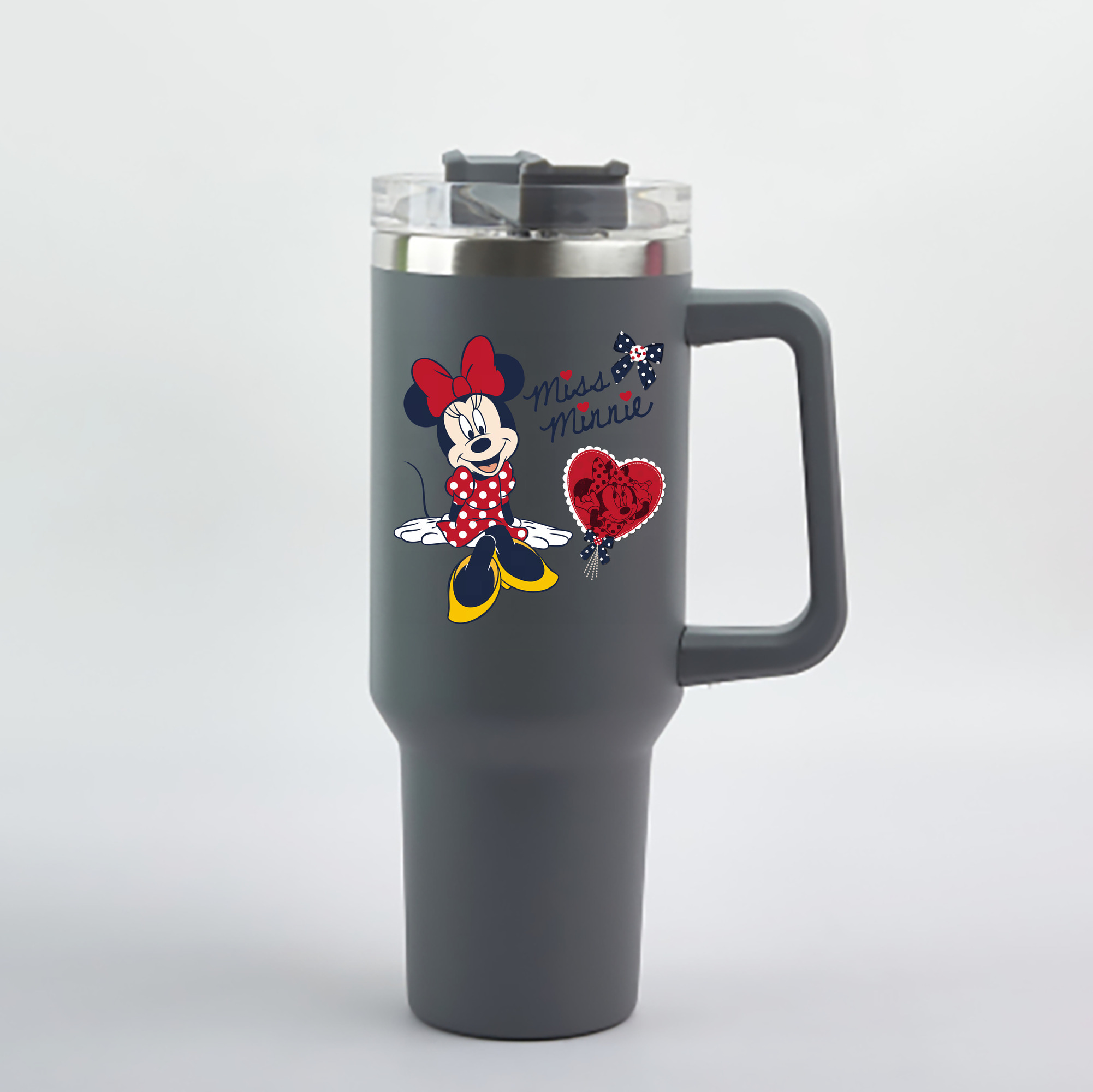 （画像用） ミッキーマウス Mickey Mouse 1200mL車用タンブラー - クリスタルステッカー（プラスチックストロー付き）