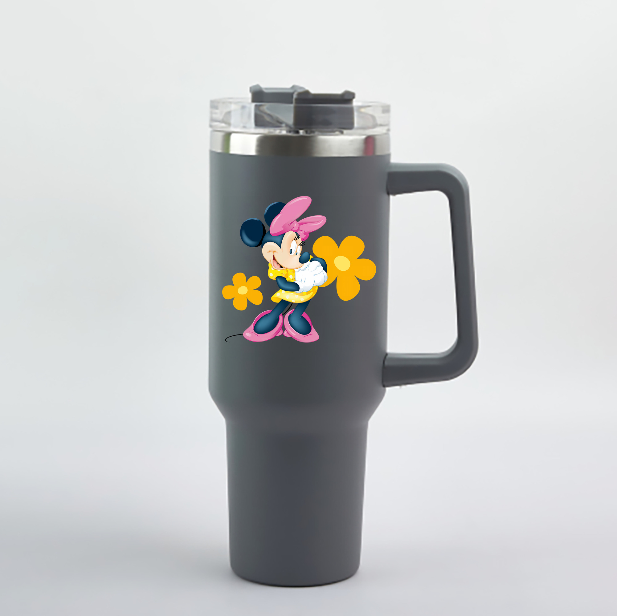 （画像用） ミッキーマウス Mickey Mouse 1200mL車用タンブラー - クリスタルステッカー（プラスチックストロー付き）