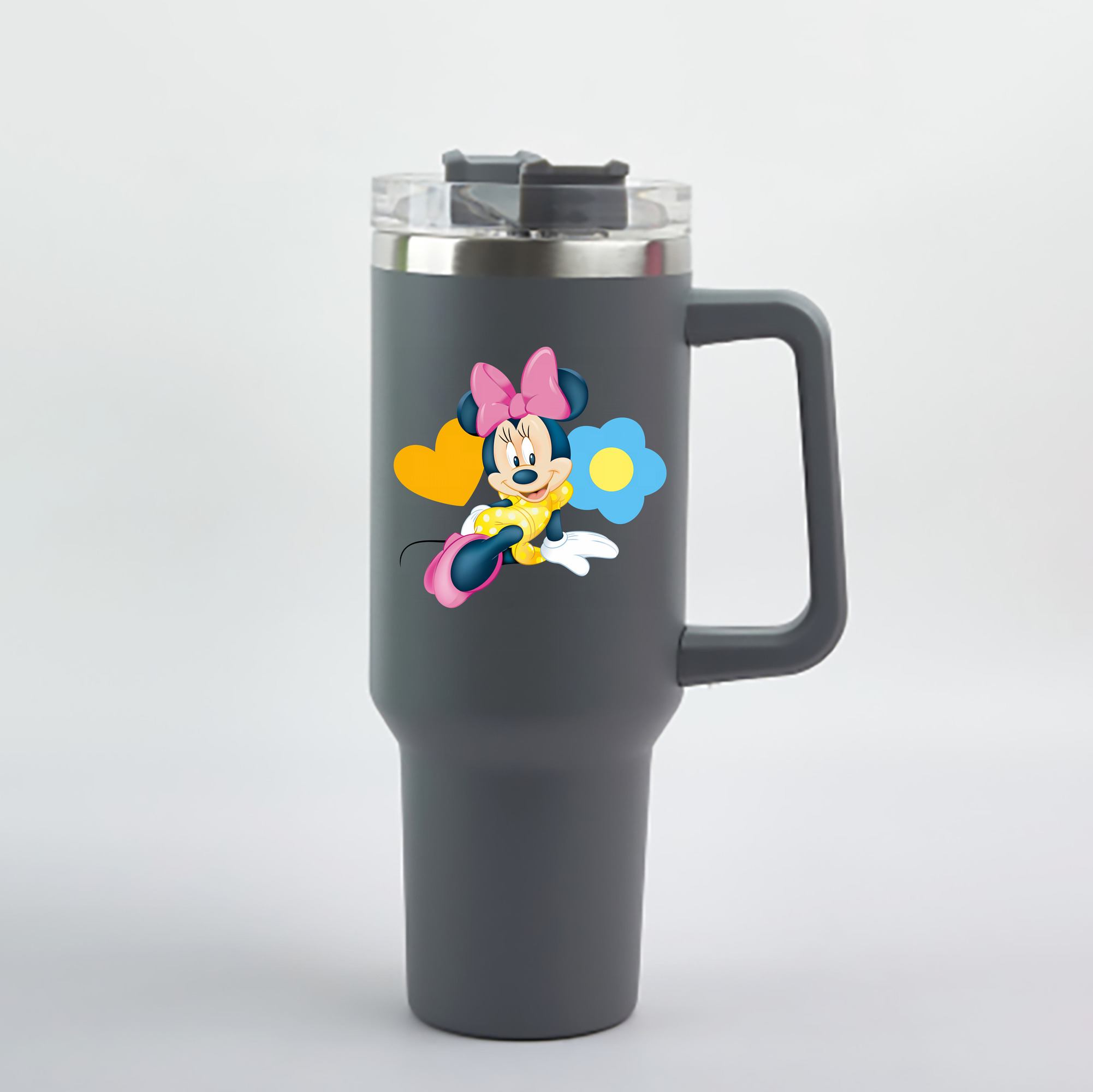 （画像用） ミッキーマウス Mickey Mouse 1200mL車用タンブラー - クリスタルステッカー（プラスチックストロー付き）