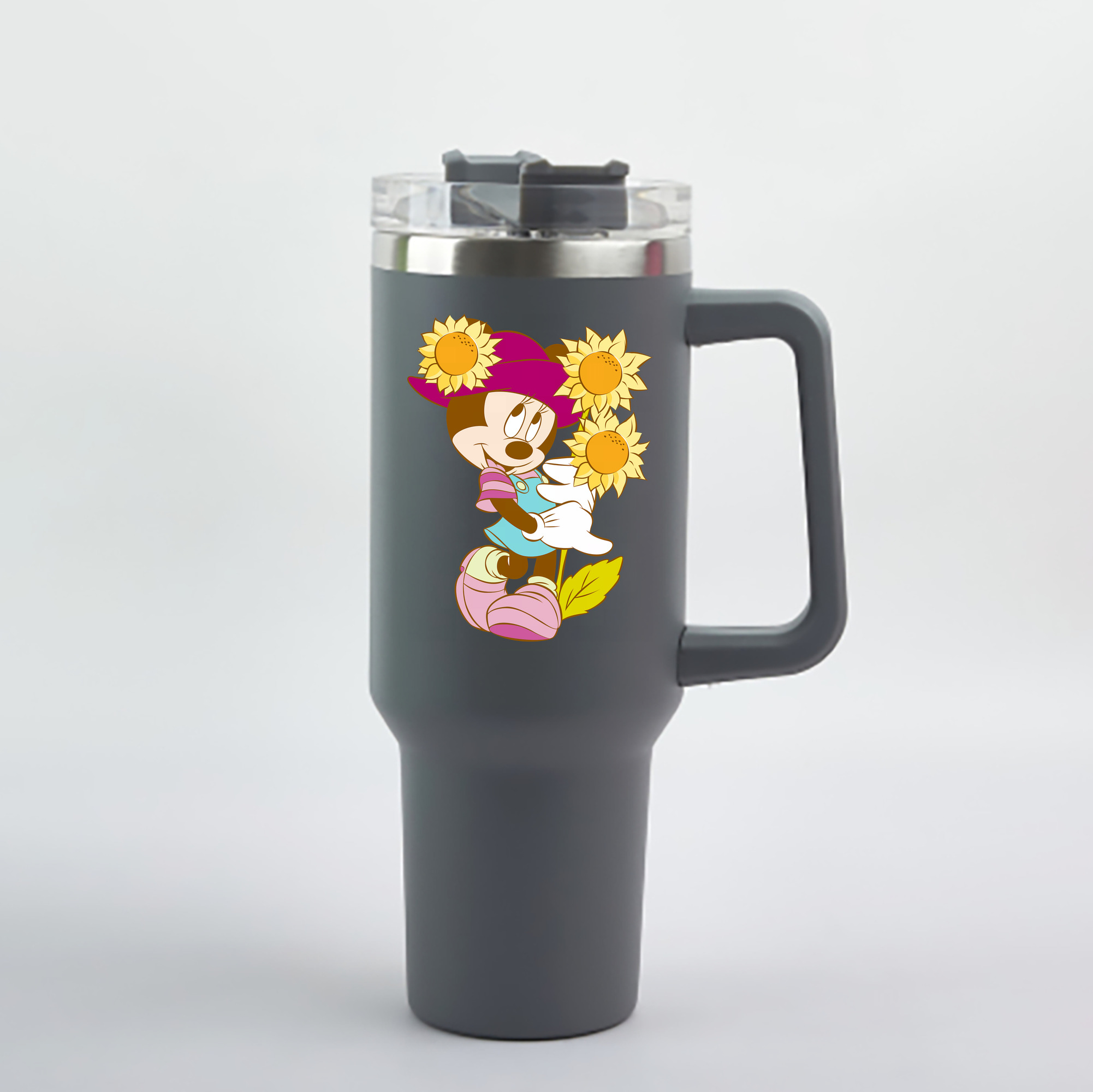 （画像用） ミッキーマウス Mickey Mouse 1200mL車用タンブラー - クリスタルステッカー（プラスチックストロー付き）