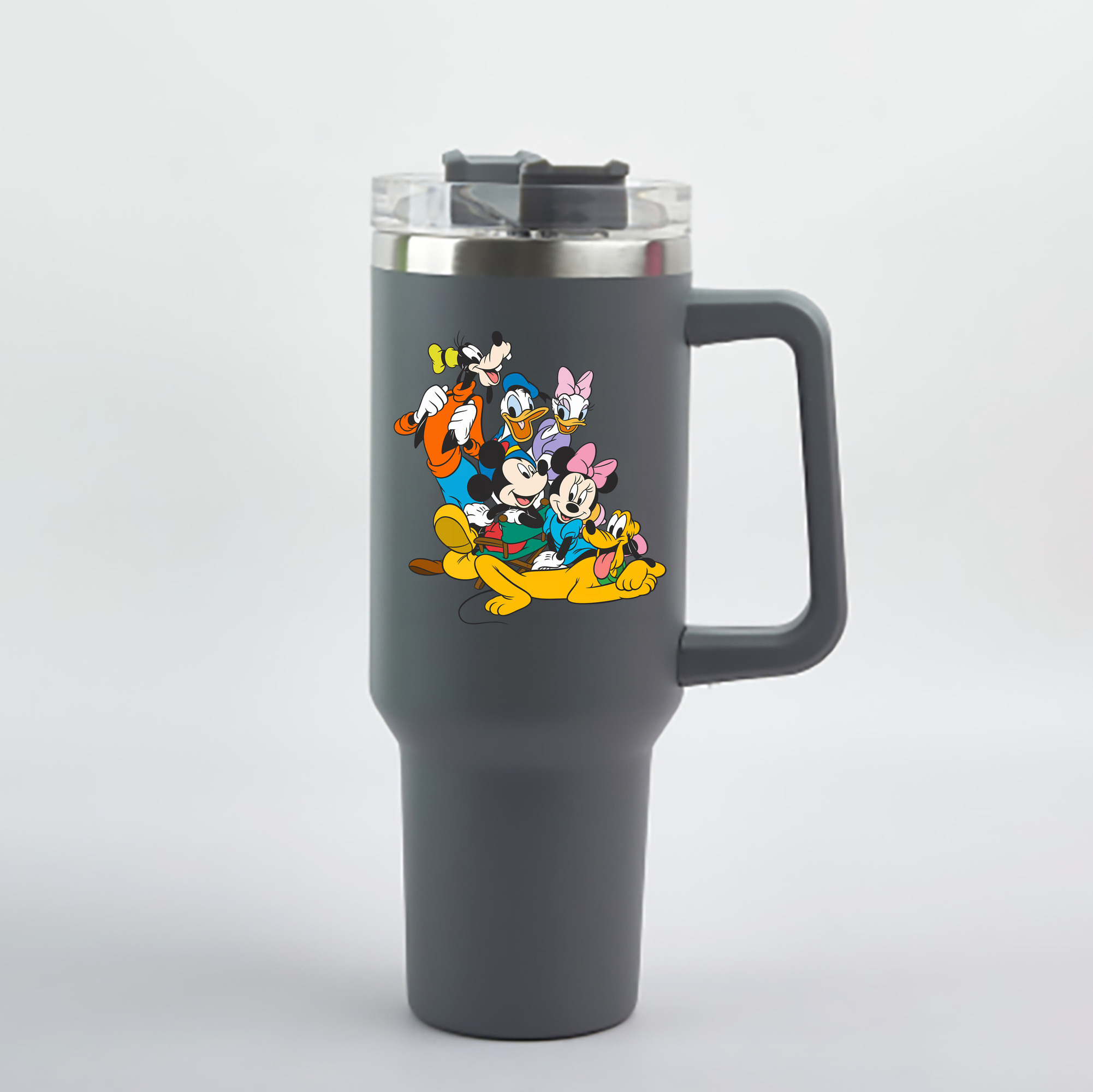 （画像用） ミッキーマウス Mickey Mouse 1200mL車用タンブラー - クリスタルステッカー（プラスチックストロー付き）