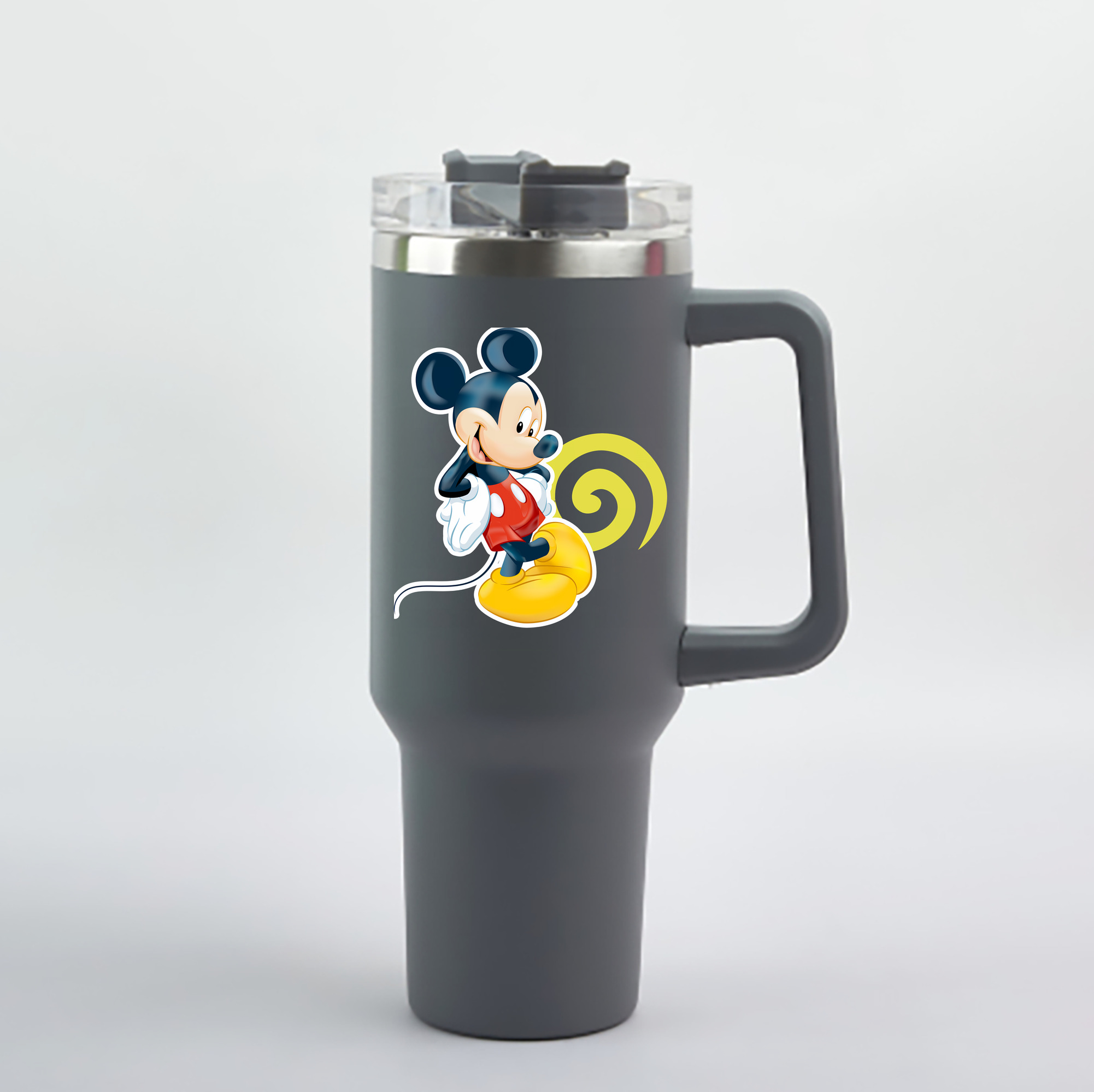 （画像用） ミッキーマウス Mickey Mouse 1200mL車用タンブラー - クリスタルステッカー（プラスチックストロー付き）