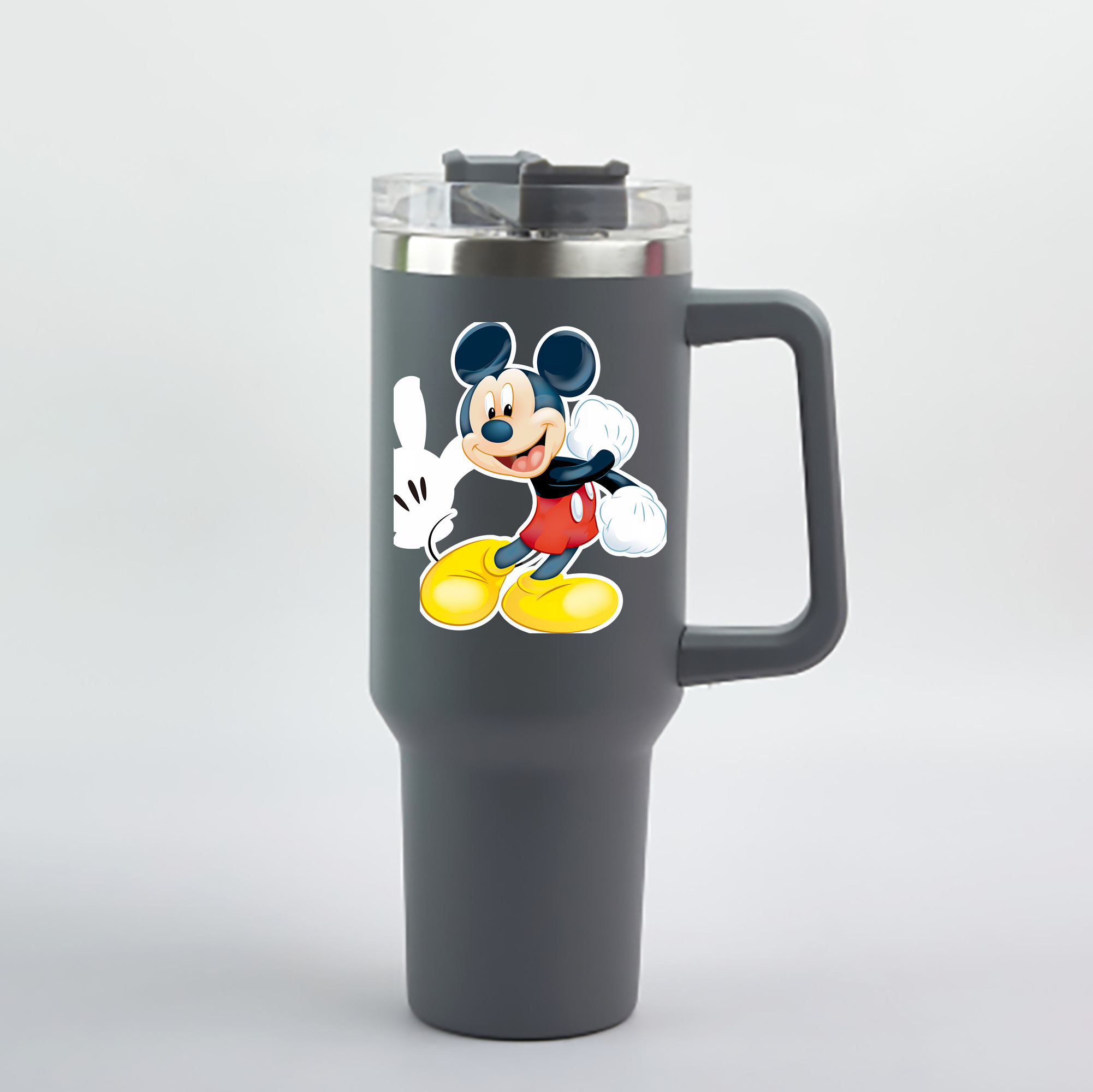 （画像用） ミッキーマウス Mickey Mouse 1200mL車用タンブラー - クリスタルステッカー（プラスチックストロー付き）
