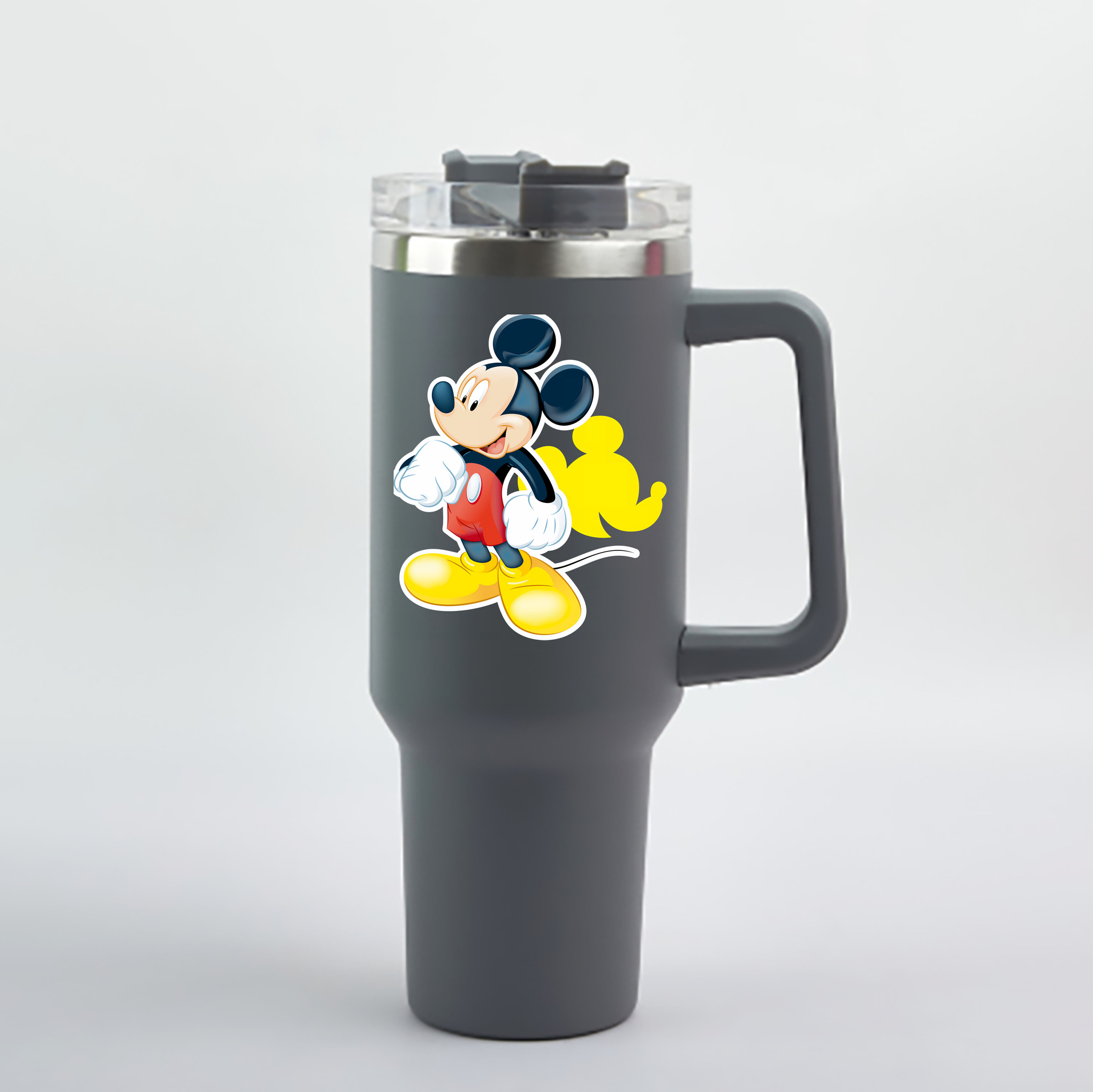 （画像用） ミッキーマウス Mickey Mouse 1200mL車用タンブラー - クリスタルステッカー（プラスチックストロー付き）