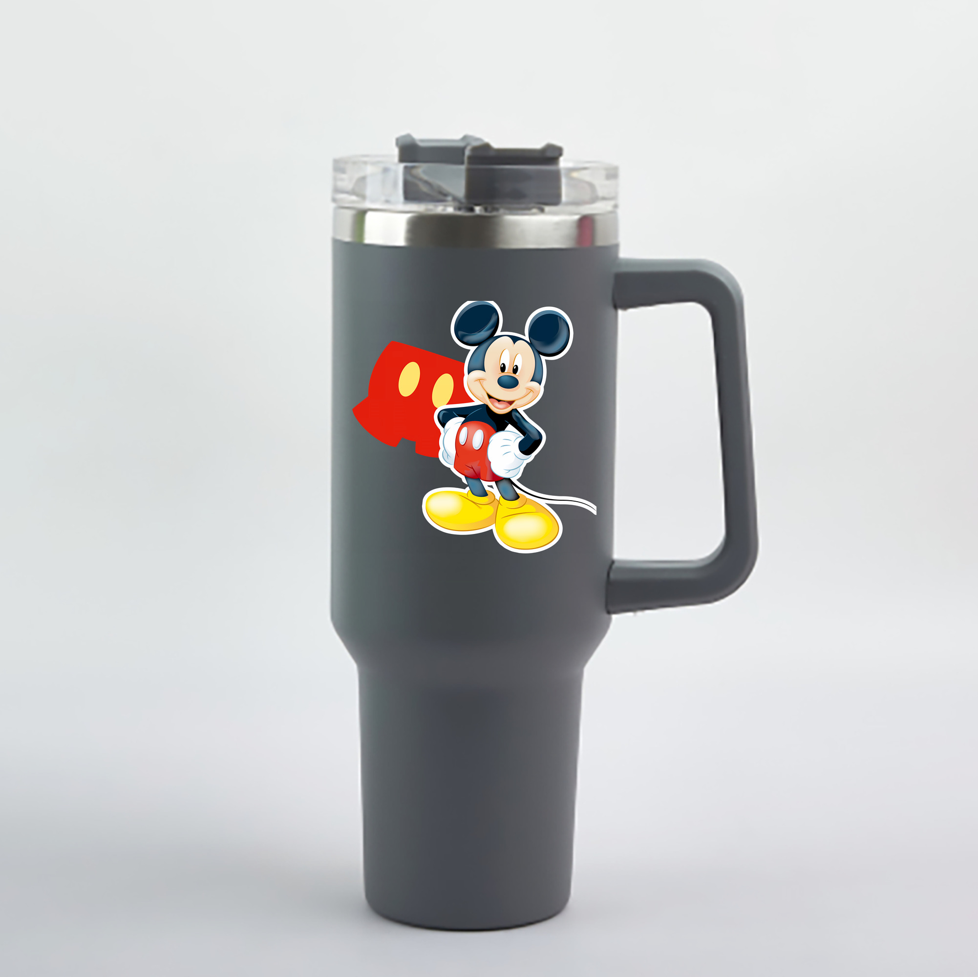 （画像用） ミッキーマウス Mickey Mouse 1200mL車用タンブラー - クリスタルステッカー（プラスチックストロー付き）