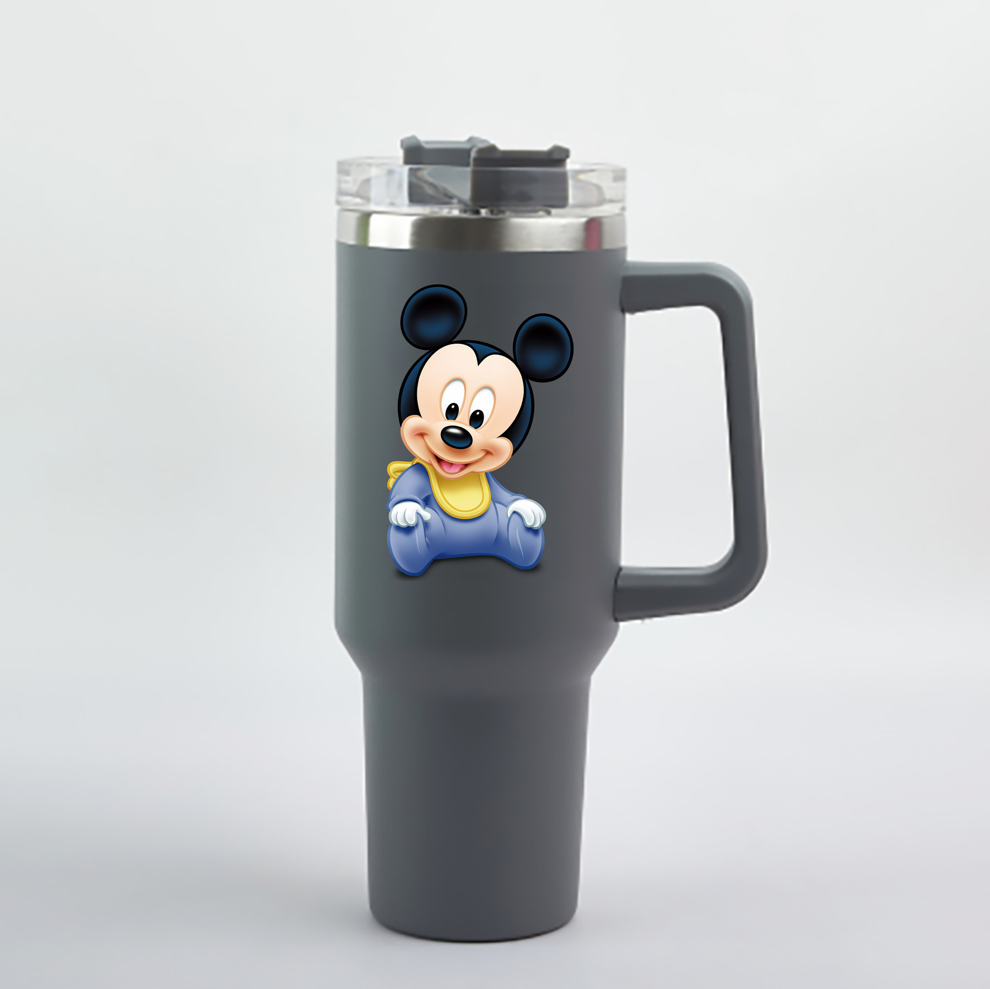 （画像用） ミッキーマウス Mickey Mouse 1200mL車用タンブラー - クリスタルステッカー（プラスチックストロー付き）