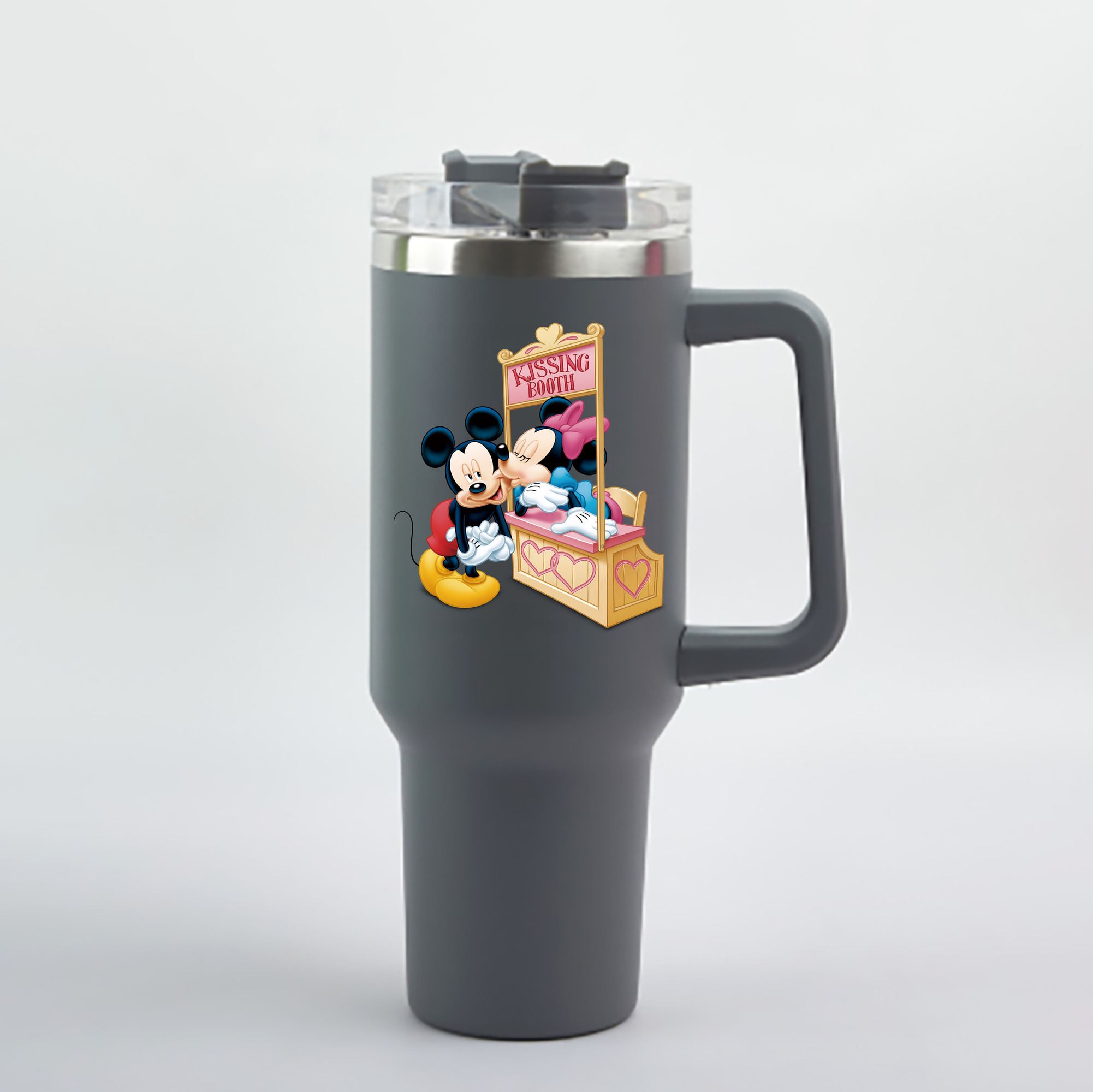 （画像用） ミッキーマウス Mickey Mouse 1200mL車用タンブラー - クリスタルステッカー（プラスチックストロー付き）