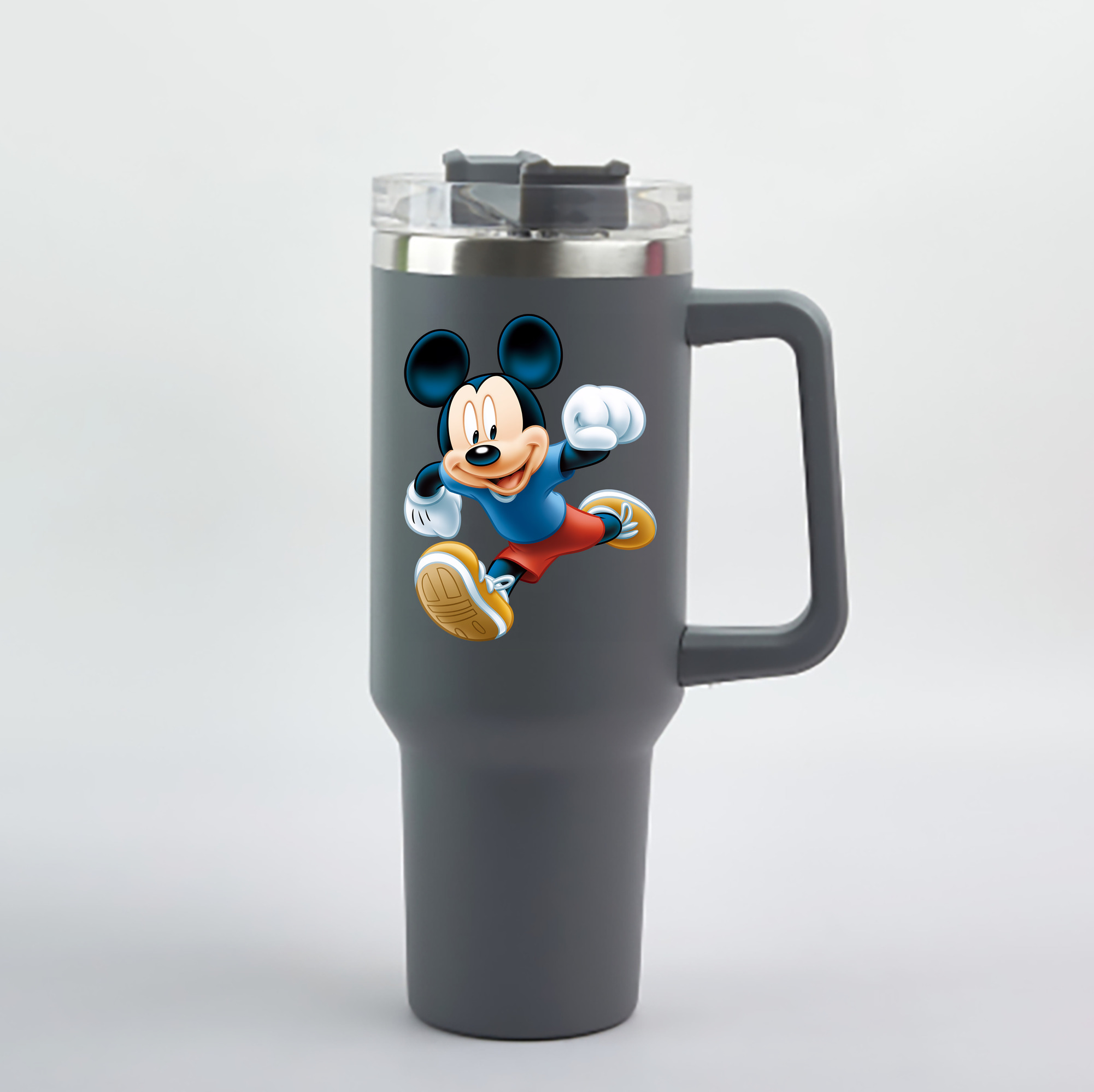 （画像用） ミッキーマウス Mickey Mouse 1200mL車用タンブラー - クリスタルステッカー（プラスチックストロー付き）