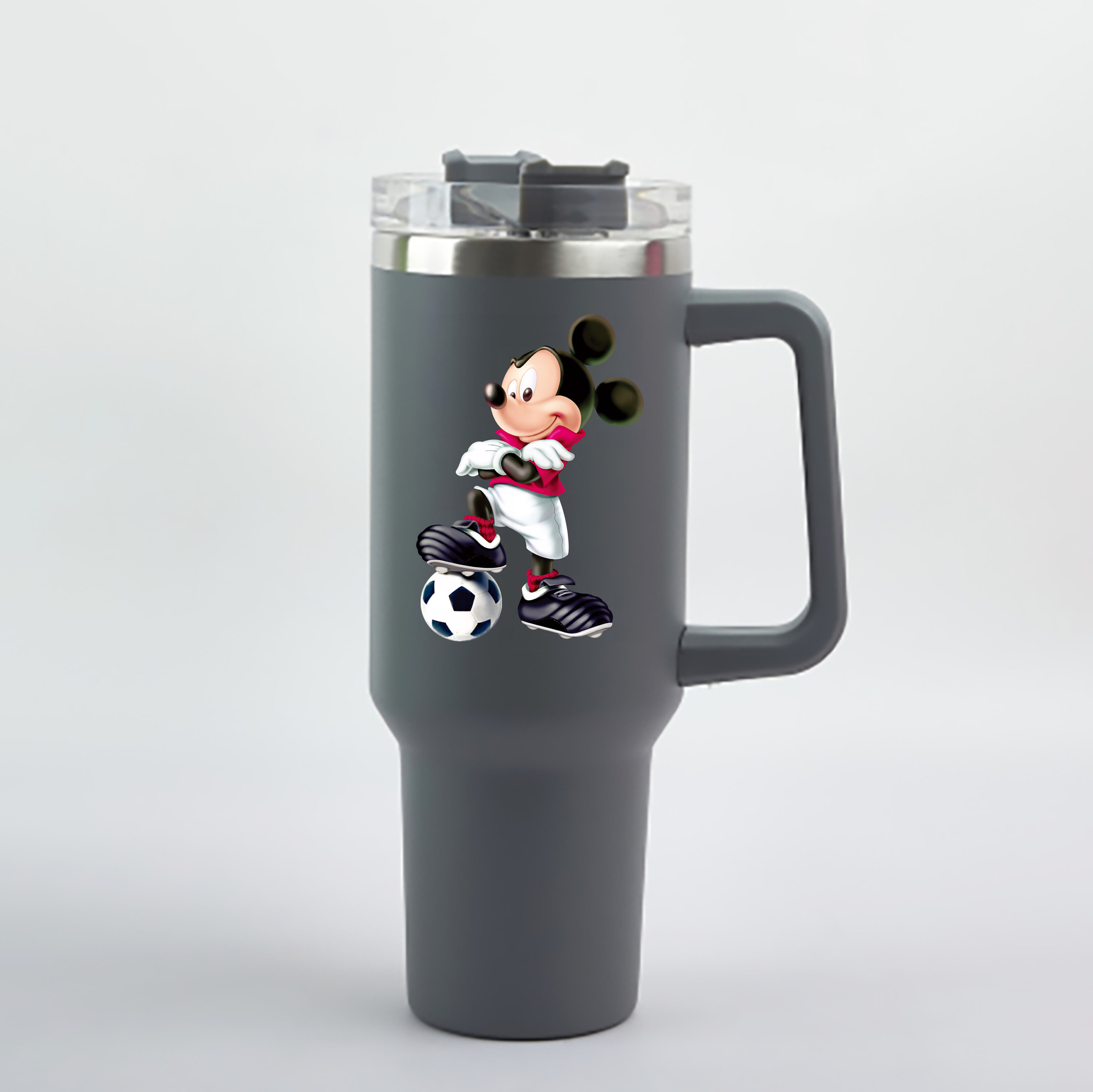 （画像用） ミッキーマウス Mickey Mouse 1200mL車用タンブラー - クリスタルステッカー（プラスチックストロー付き）