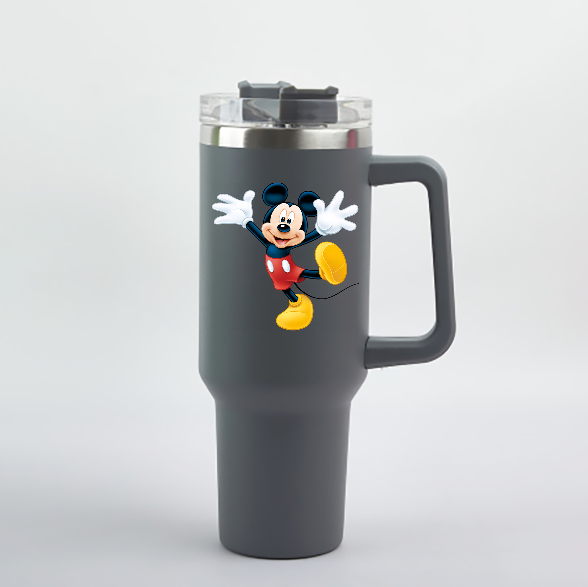 （画像用） ミッキーマウス Mickey Mouse 1200mL車用タンブラー - クリスタルステッカー（プラスチックストロー付き）