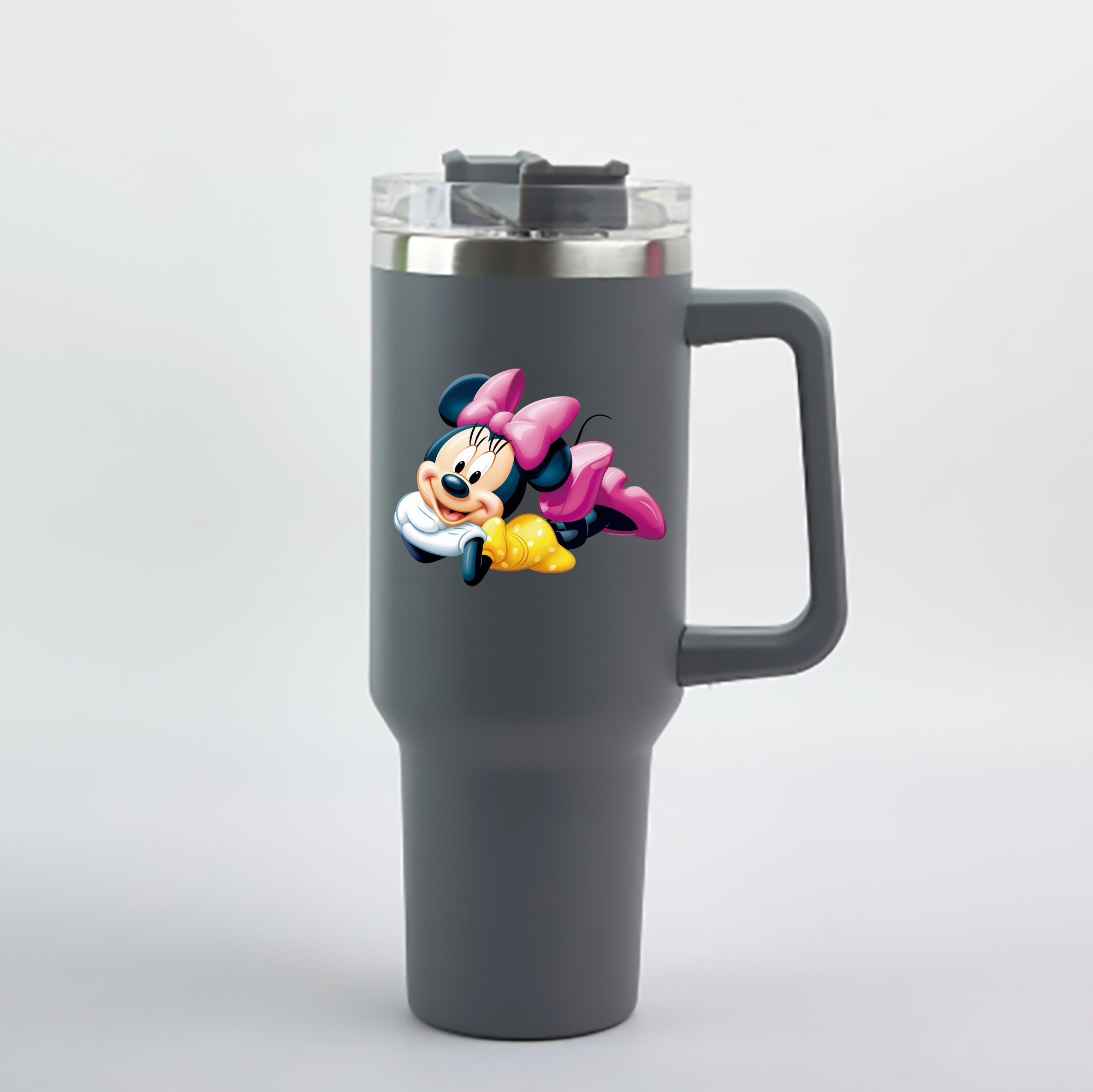 （画像用） ミッキーマウス Mickey Mouse 1200mL車用タンブラー - クリスタルステッカー（プラスチックストロー付き）