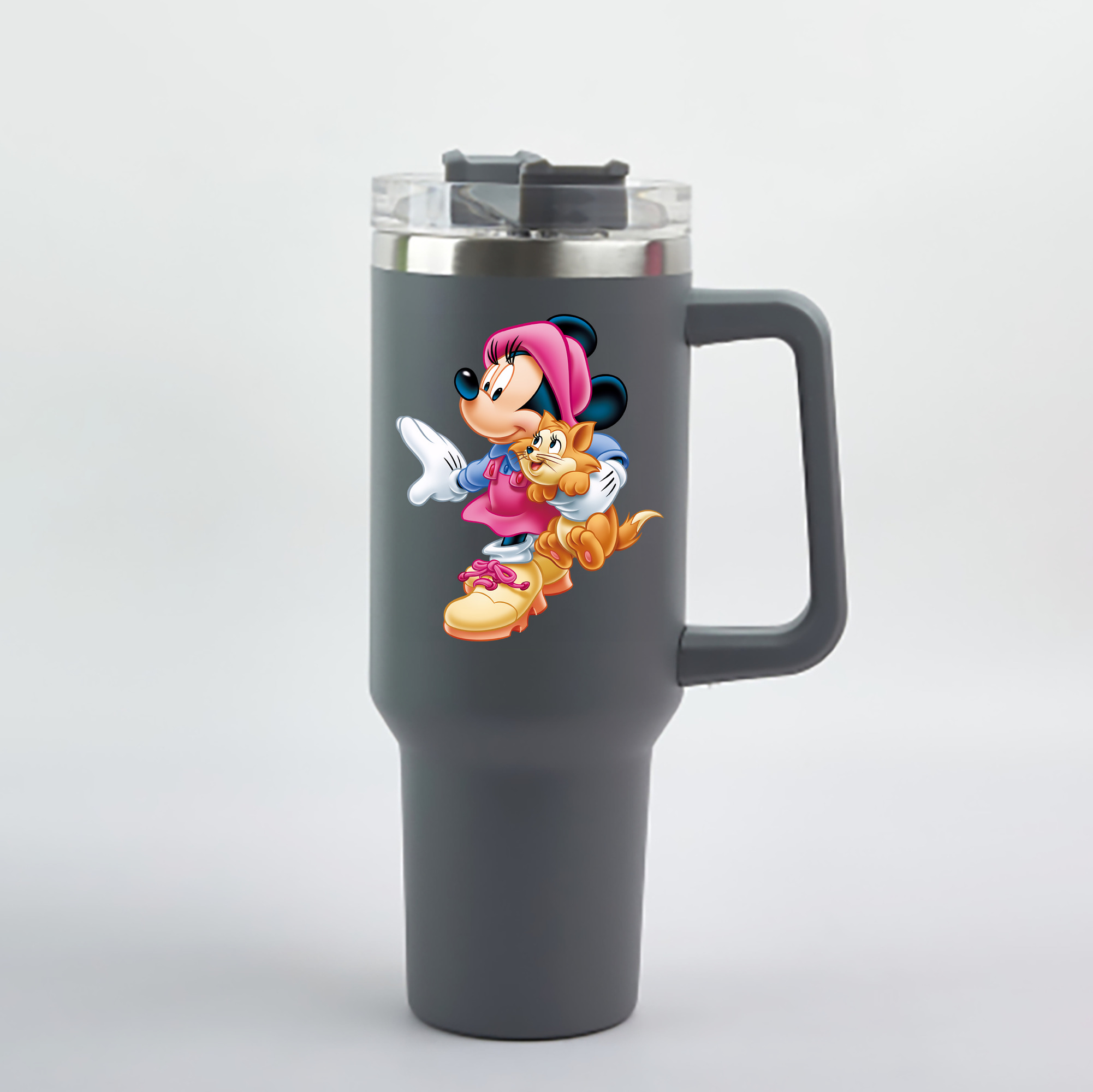 （画像用） ミッキーマウス Mickey Mouse 1200mL車用タンブラー - クリスタルステッカー（プラスチックストロー付き）