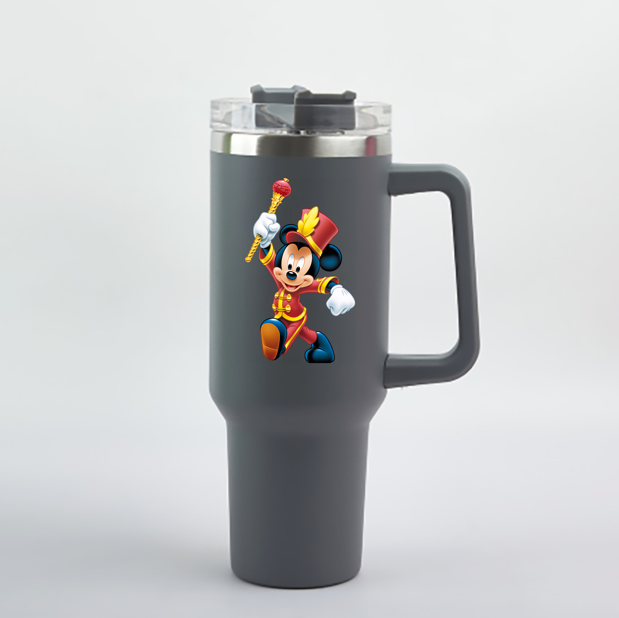 （画像用） ミッキーマウス Mickey Mouse 1200mL車用タンブラー - クリスタルステッカー（プラスチックストロー付き）