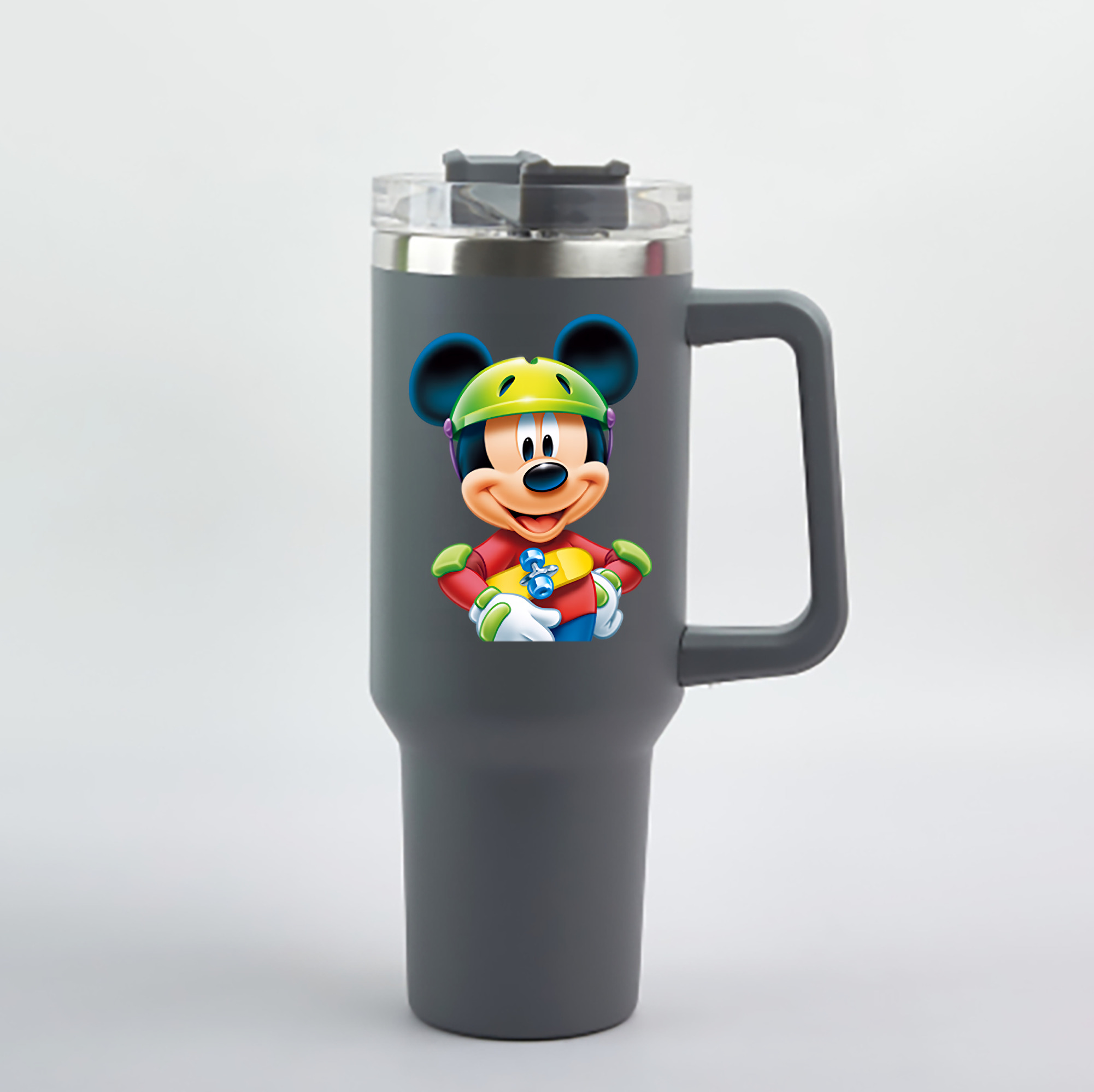 （画像用） ミッキーマウス Mickey Mouse 1200mL車用タンブラー - クリスタルステッカー（プラスチックストロー付き）