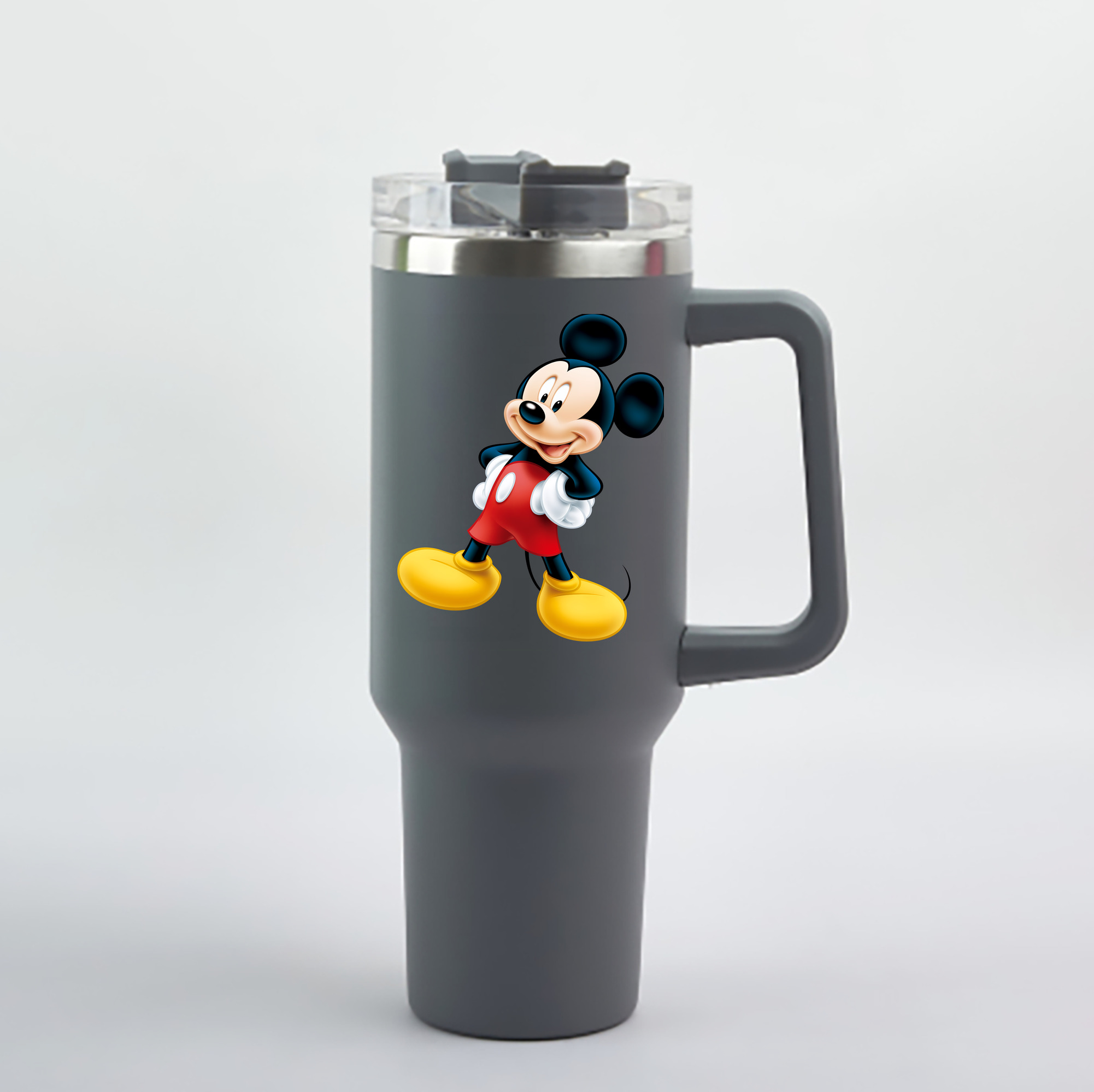 （画像用） ミッキーマウス Mickey Mouse 1200mL車用タンブラー - クリスタルステッカー（プラスチックストロー付き）