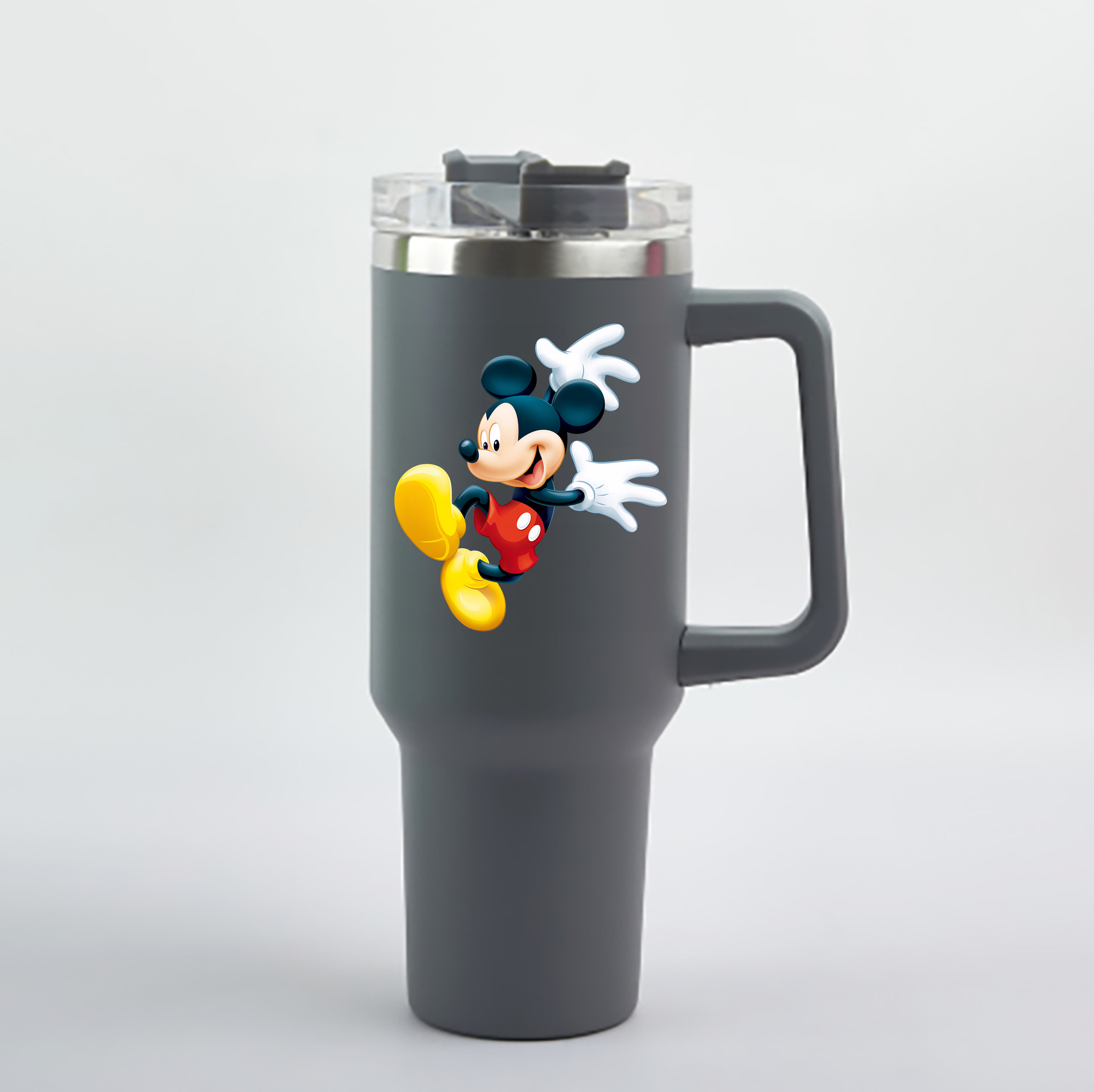 （画像用） ミッキーマウス Mickey Mouse 1200mL車用タンブラー - クリスタルステッカー（プラスチックストロー付き）