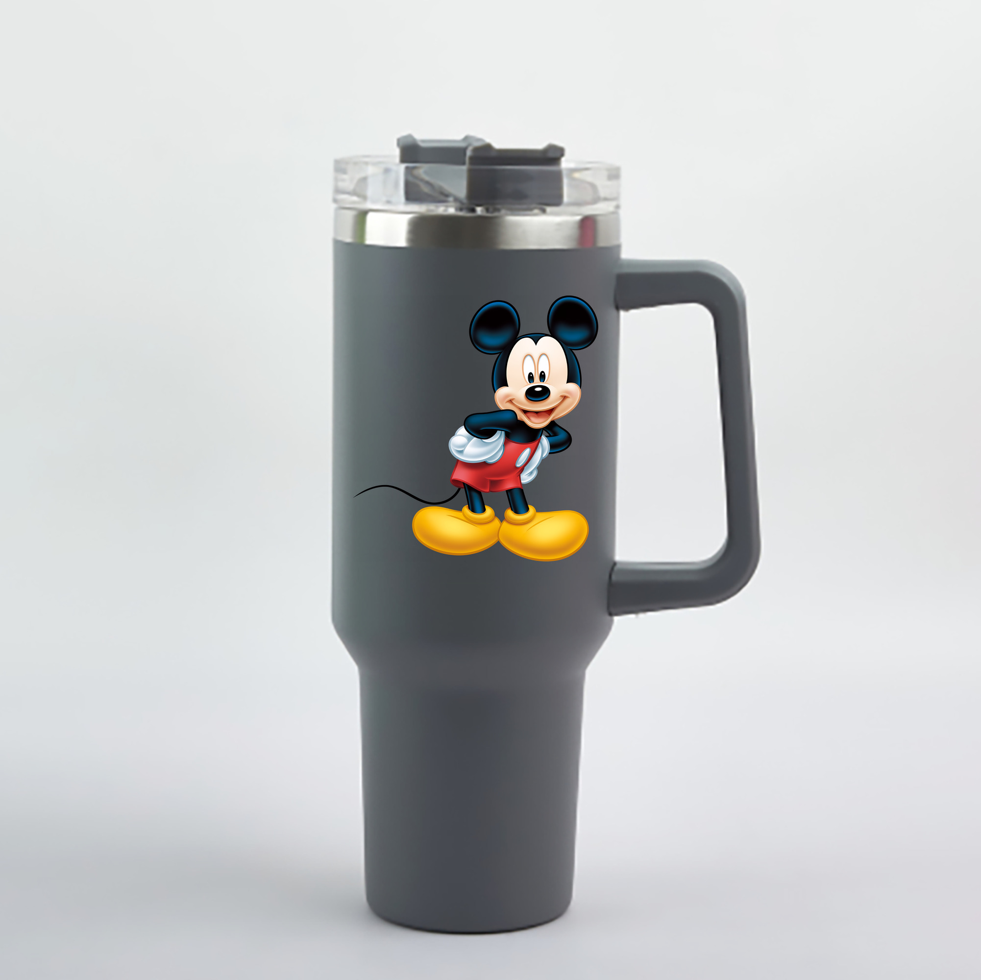 （画像用） ミッキーマウス Mickey Mouse 1200mL車用タンブラー - クリスタルステッカー（プラスチックストロー付き）