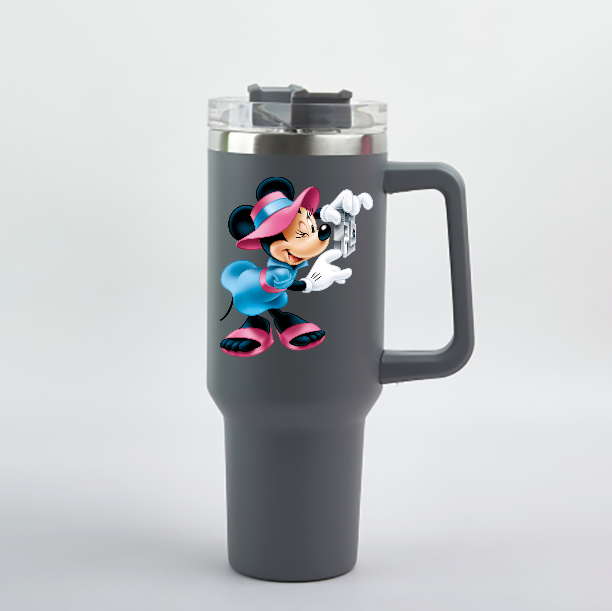 （画像用） ミッキーマウス Mickey Mouse 1200mL車用タンブラー - クリスタルステッカー（プラスチックストロー付き）