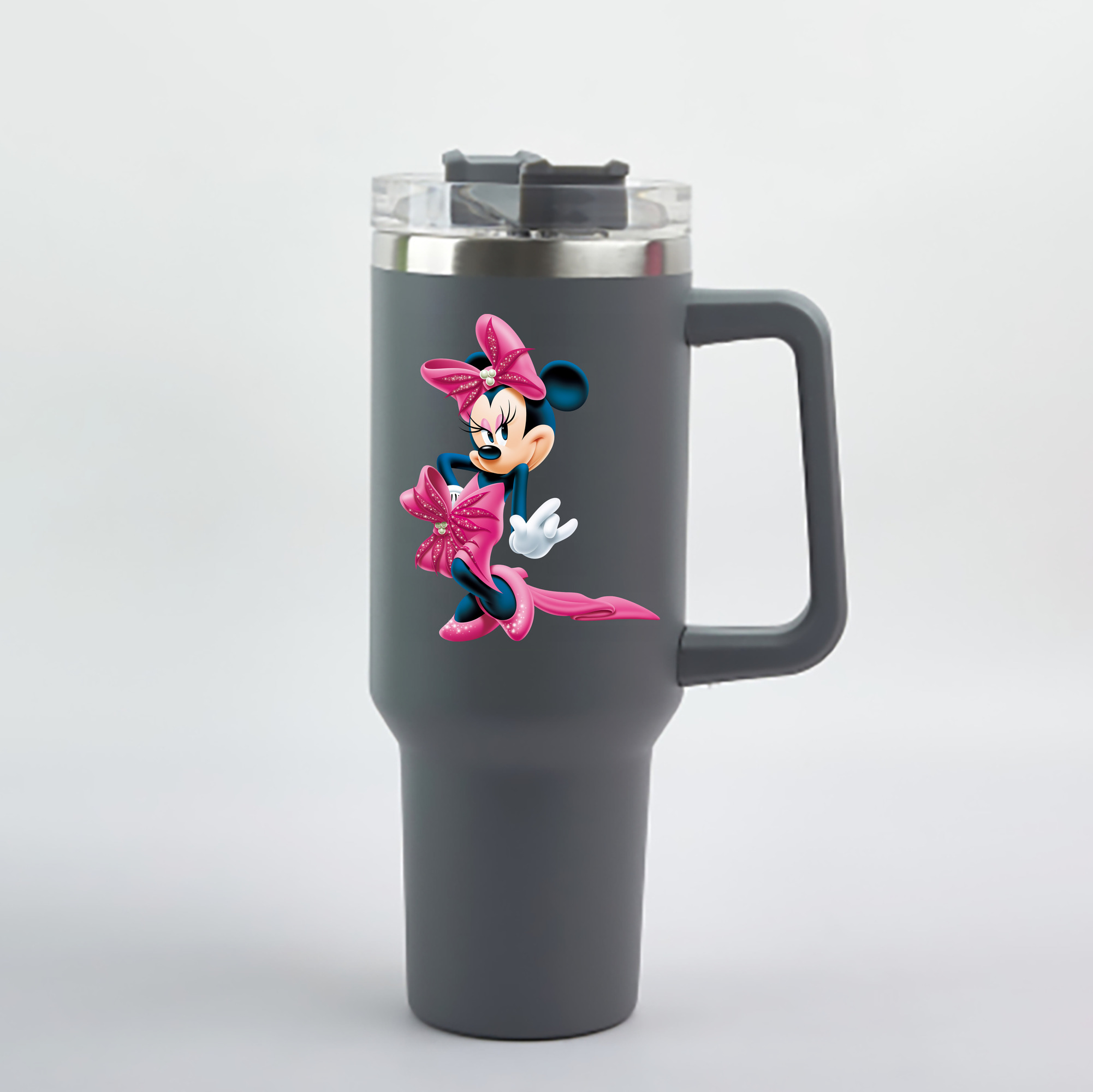 （画像用） ミッキーマウス Mickey Mouse 1200mL車用タンブラー - クリスタルステッカー（プラスチックストロー付き）