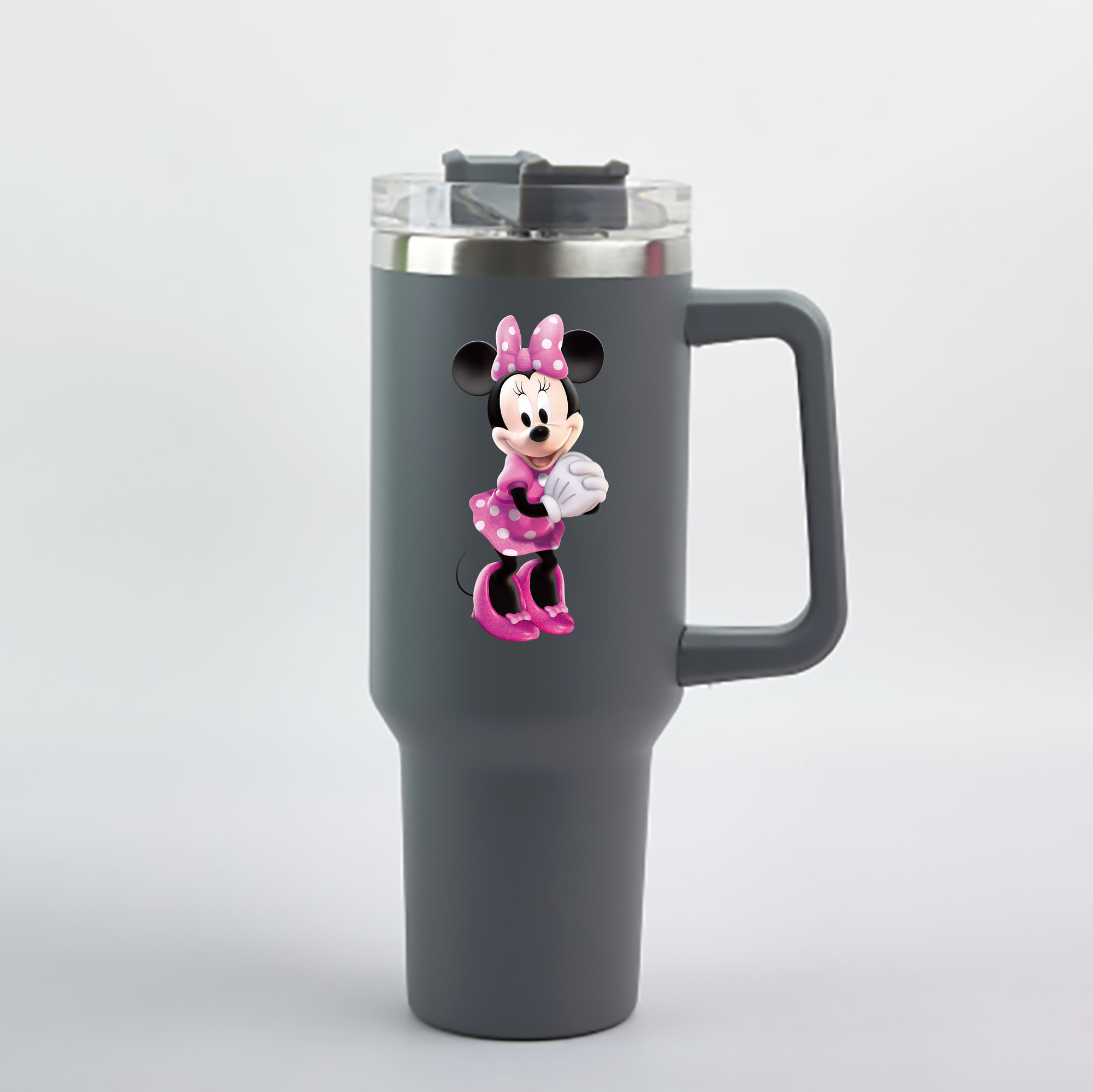 （画像用） ミッキーマウス Mickey Mouse 1200mL車用タンブラー - クリスタルステッカー（プラスチックストロー付き）